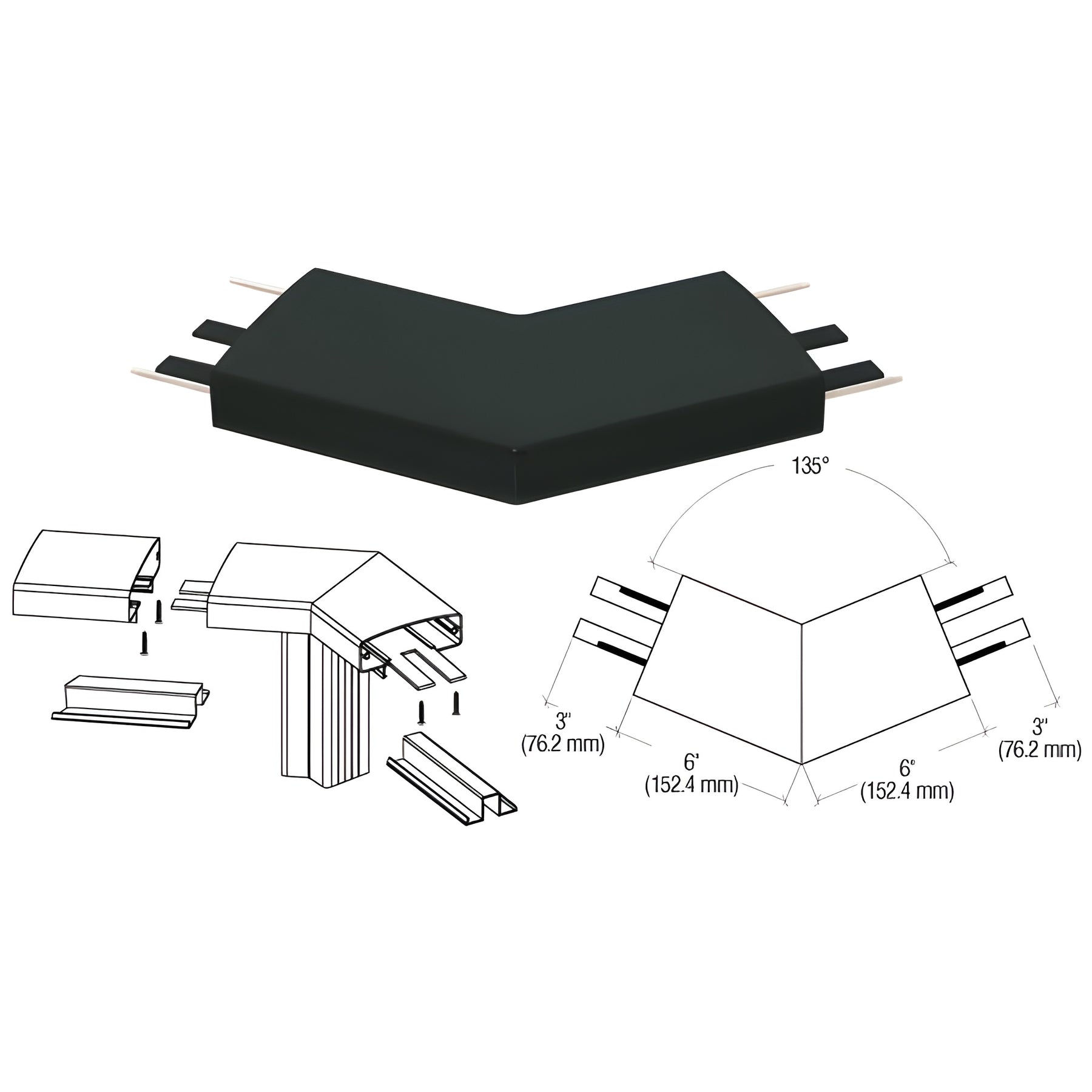 CRL Matte Black 400 Series Top Cap 135º Corner