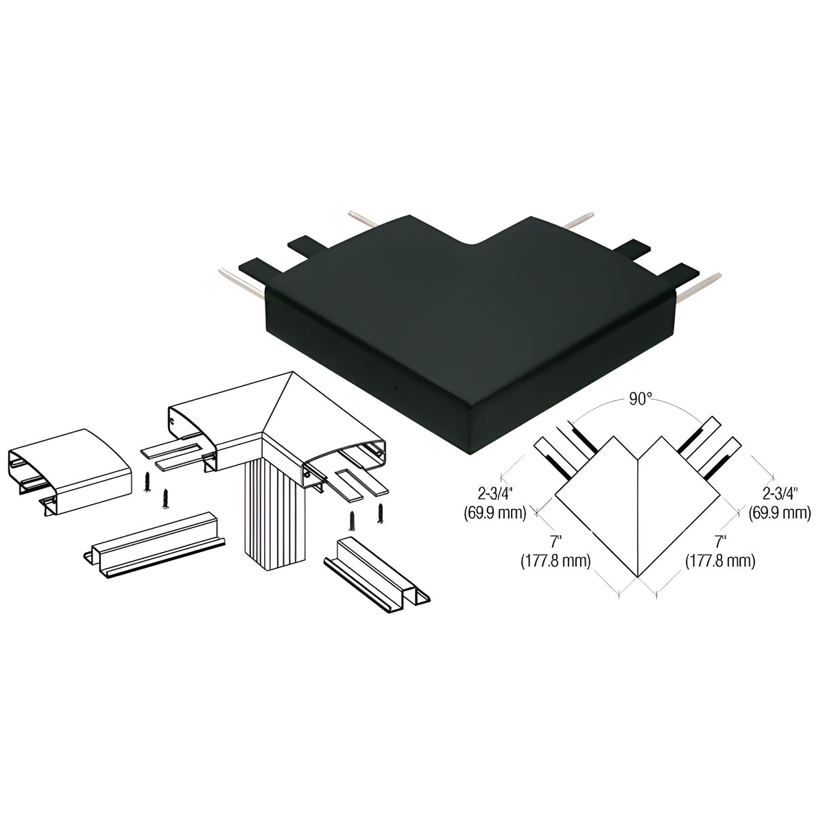 CRL Matte Black 400 Series Top Cap 90º Corner