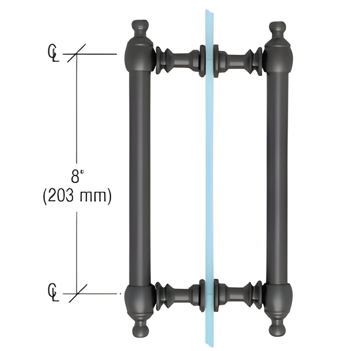 CRL Matte Black 8" Colonial Style Back-to-Back Pull Handles