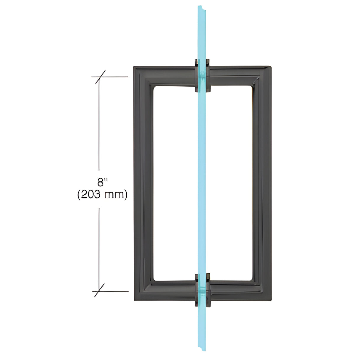 CRL Matte Black 8" MT Series Round Tubing Mitered Corner Back-to-Back Pull Handle