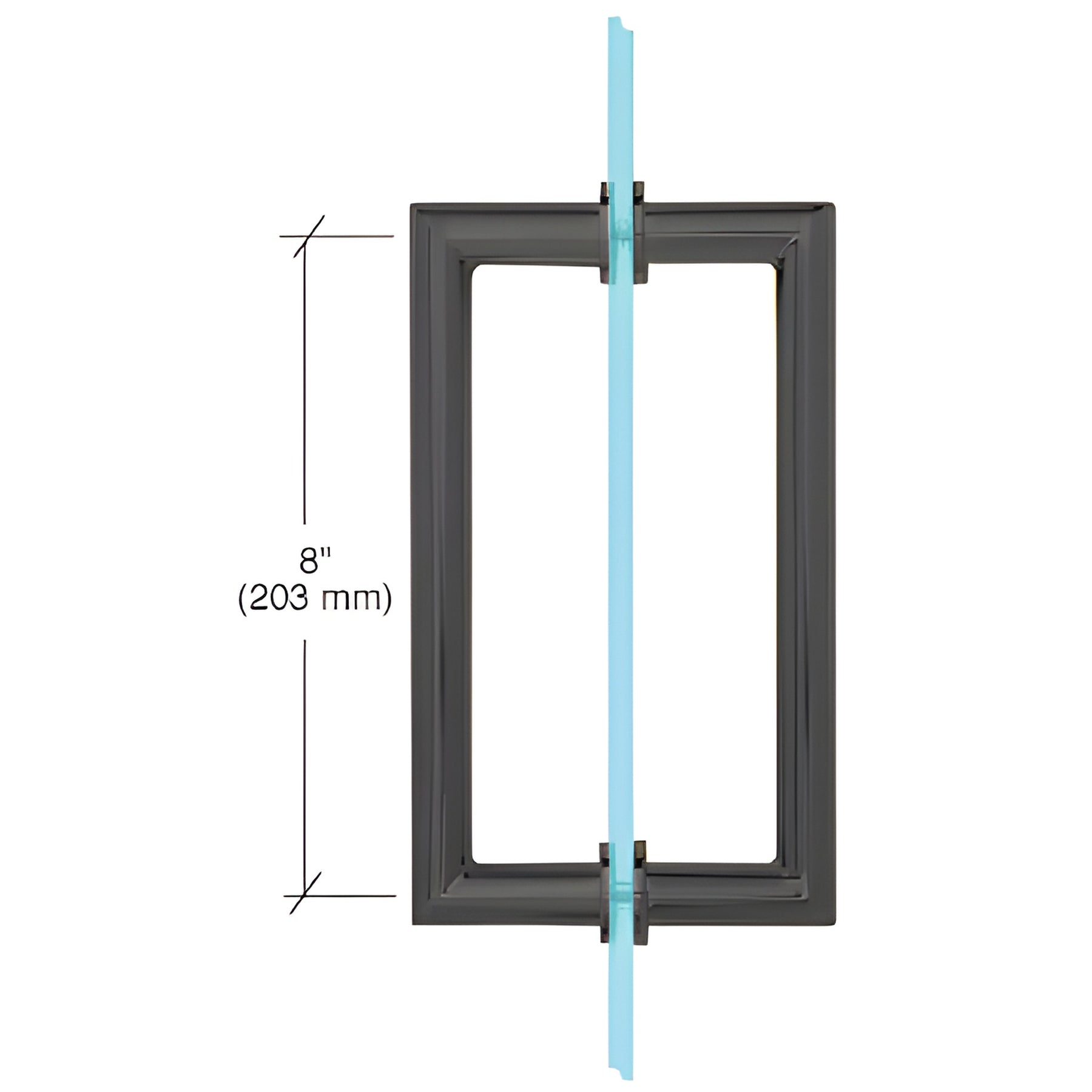 CRL Matte Black 8" MT Series Round Tubing Mitered Corner Back-to-Back Pull Handle