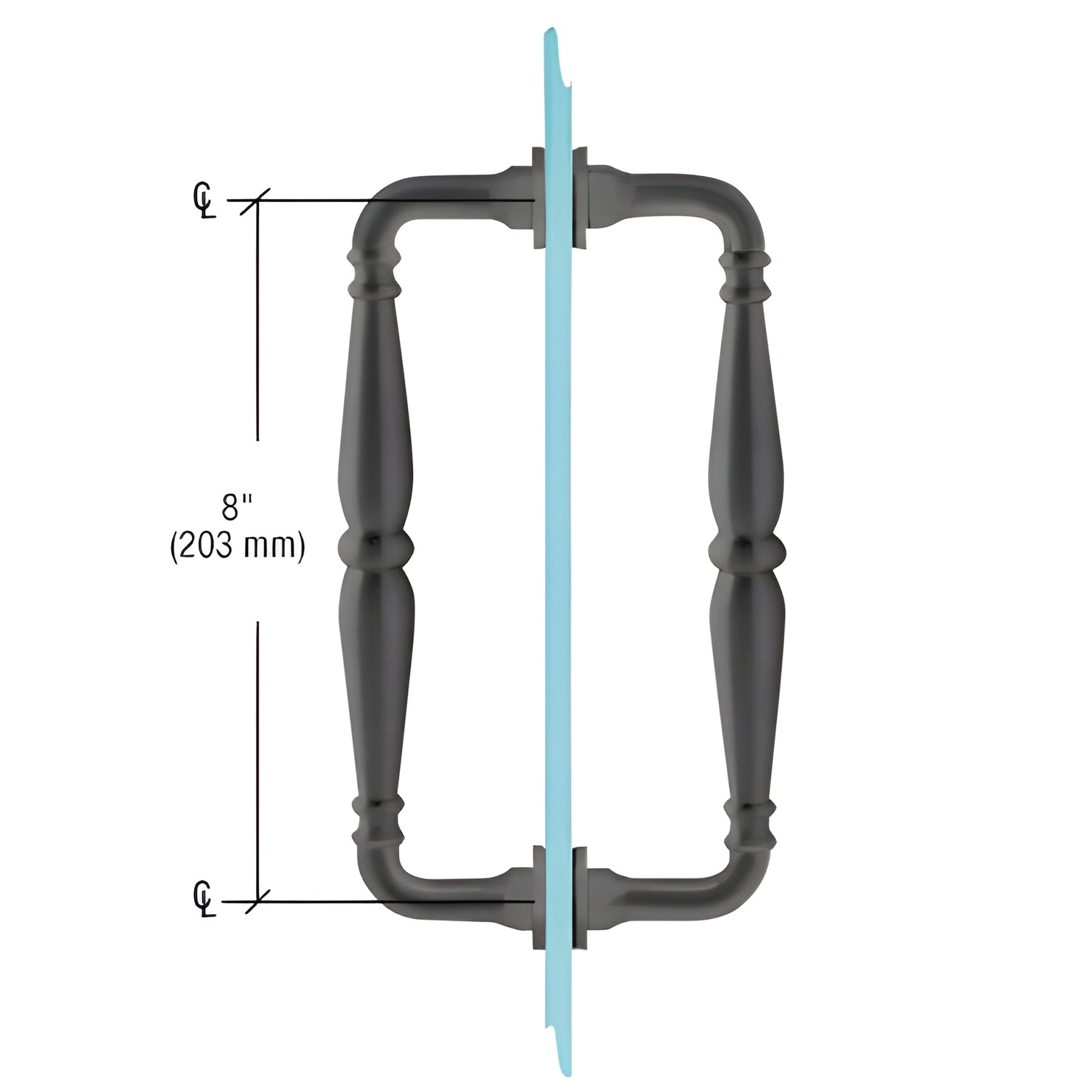 CRL Matte Black 8" Victorian Style Back-to-Back Pull Handles