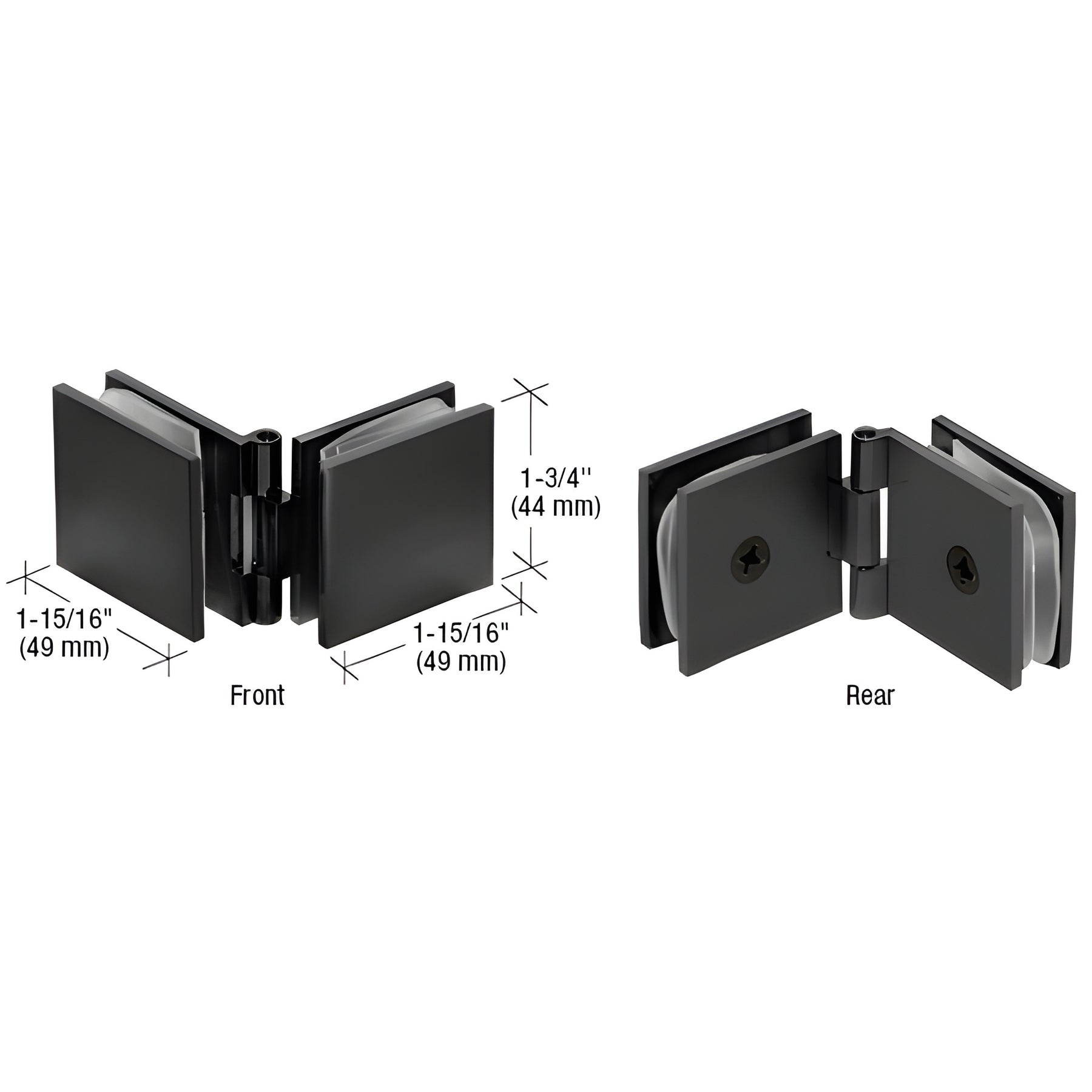 CRL Matte Black Adjustable Square Glass to Glass Clamp