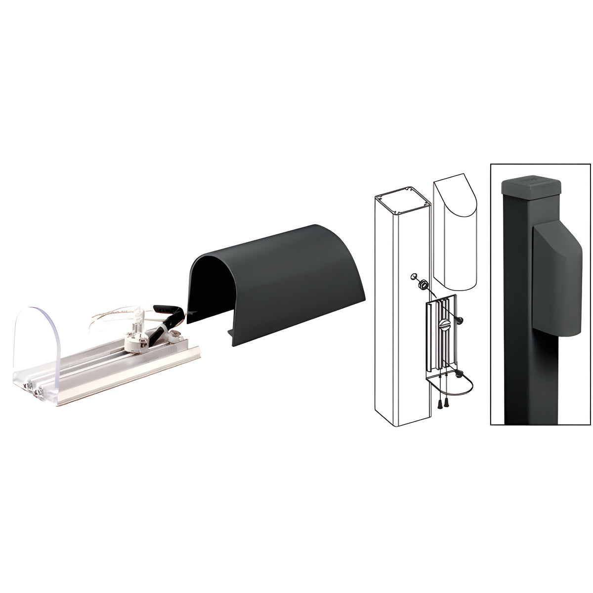 CRL Matte Black Aluminum Post Mounted Decorative Light With Hood