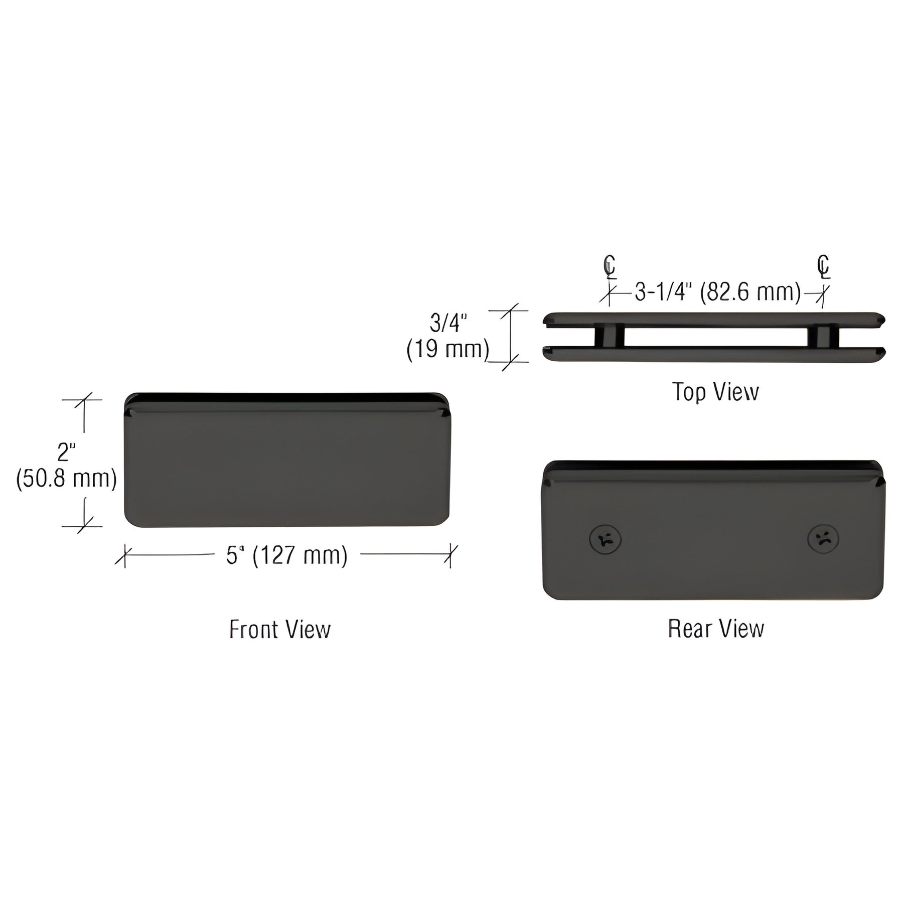 CRL Matte Black Beveled 180º Glass-to-Glass Clamp