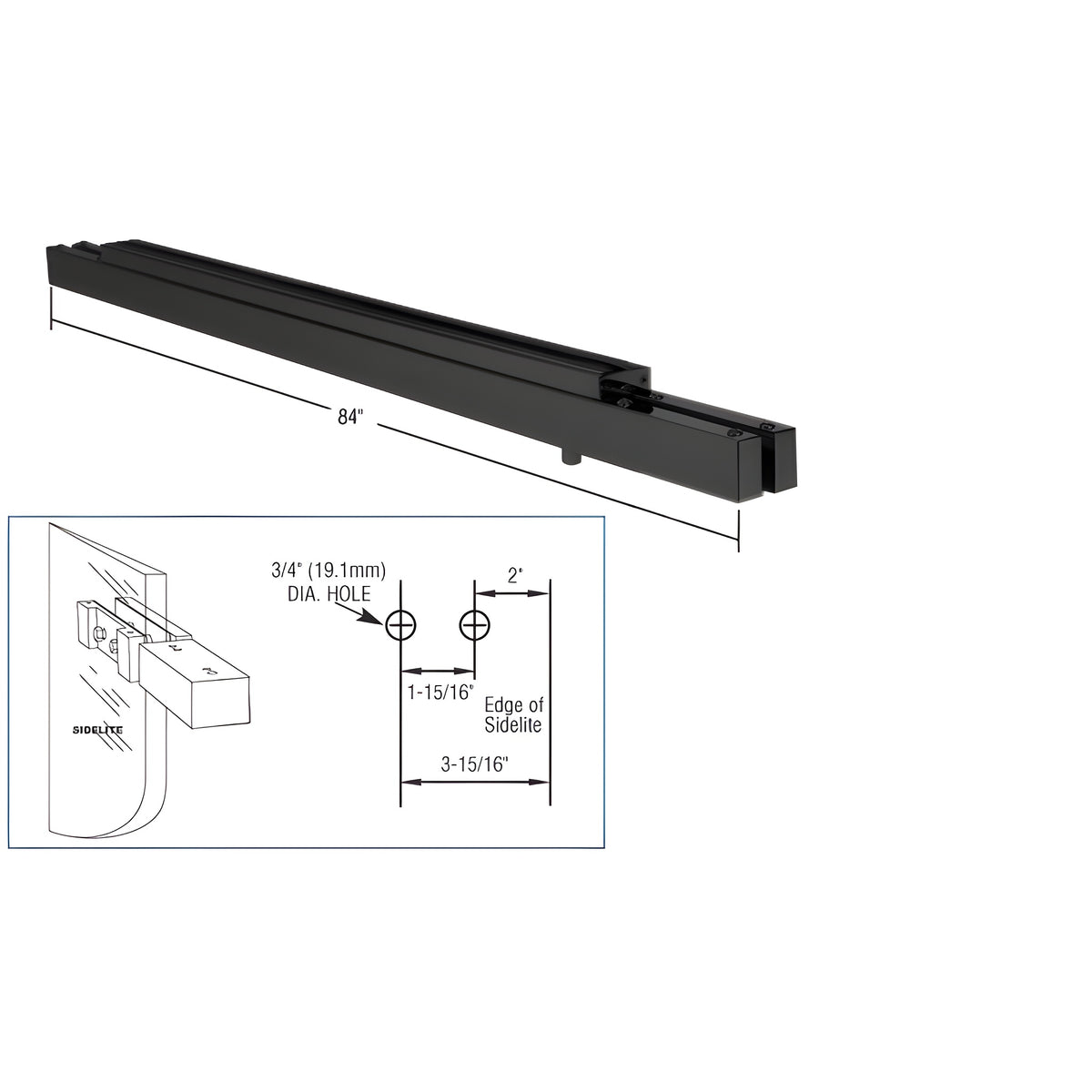 CRL Matte Black Double Narrow Floating Header With Surface Mounted Top Pivots for 72" Wide Opening