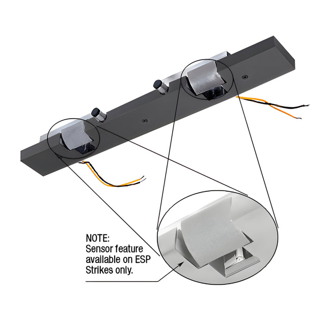 CRL Matte Black Electric Strike Keeper for Double Doors- Fail Secure
