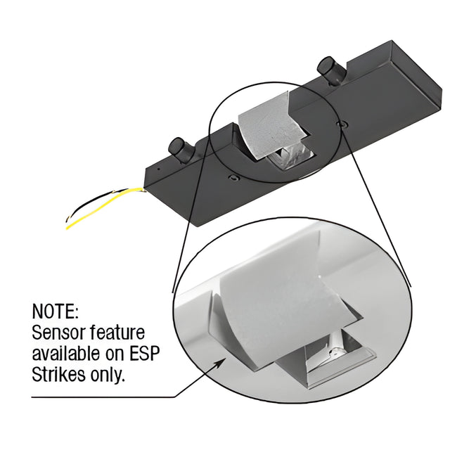 CRL Matte Black Electric Strike With Sensor for Single Doors- Fail Secure