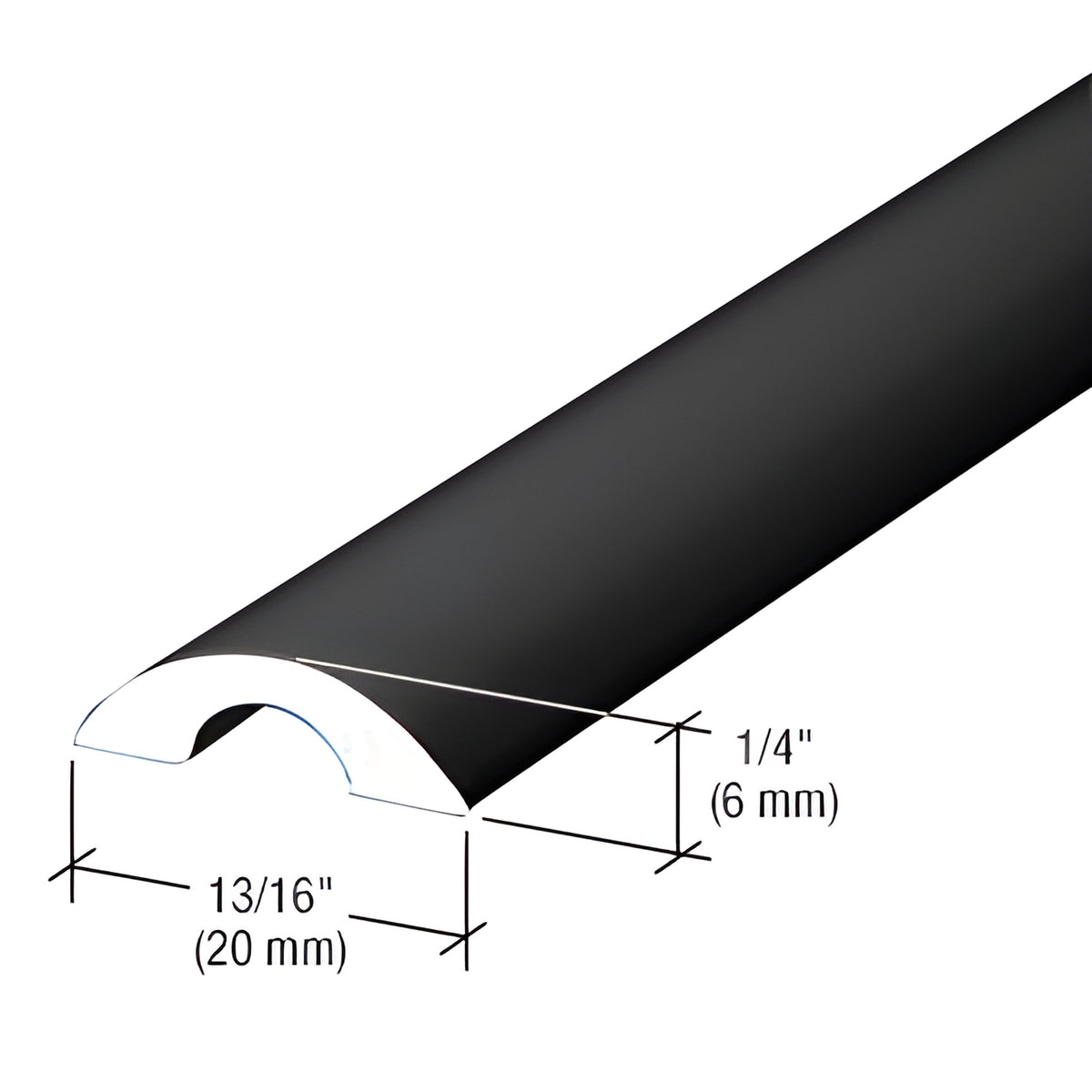 CRL Matte Black Frameless Shower Door Half-Round Threshold