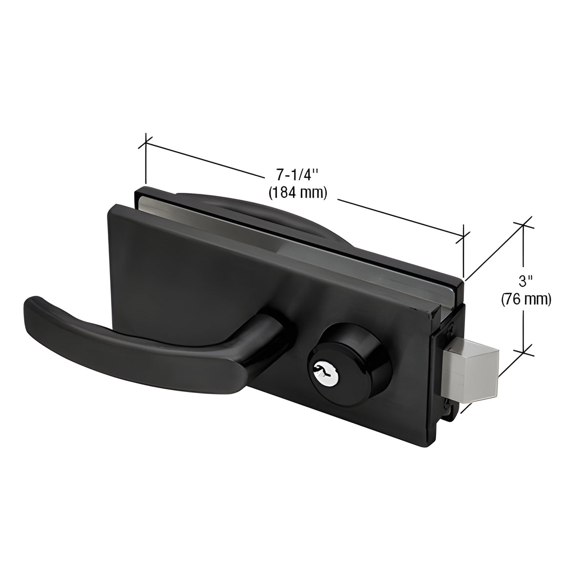 CRL Matte Black Glass Mounted Latch with Lock, Thumbturn, and Lever Handles- North American
