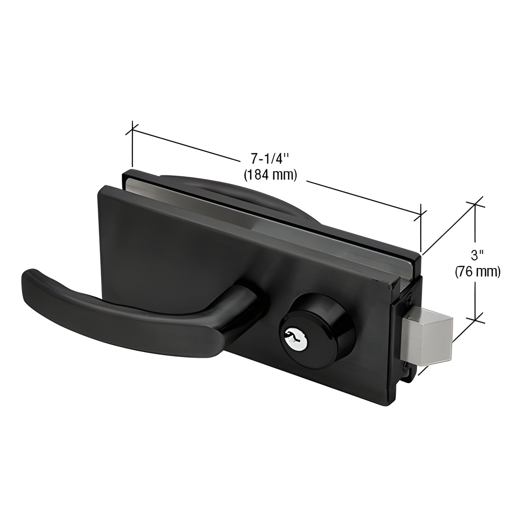CRL Matte Black Glass Mounted Latch with Lock, Thumbturn, and Lever Handles- North American