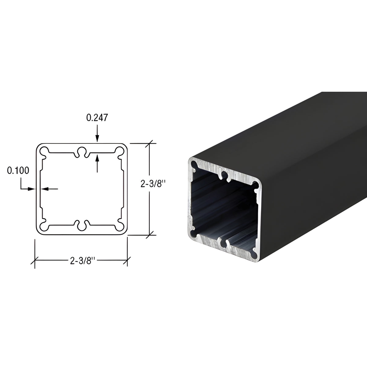 CRL Matte Black Heavy-Duty 241" Post Tubing