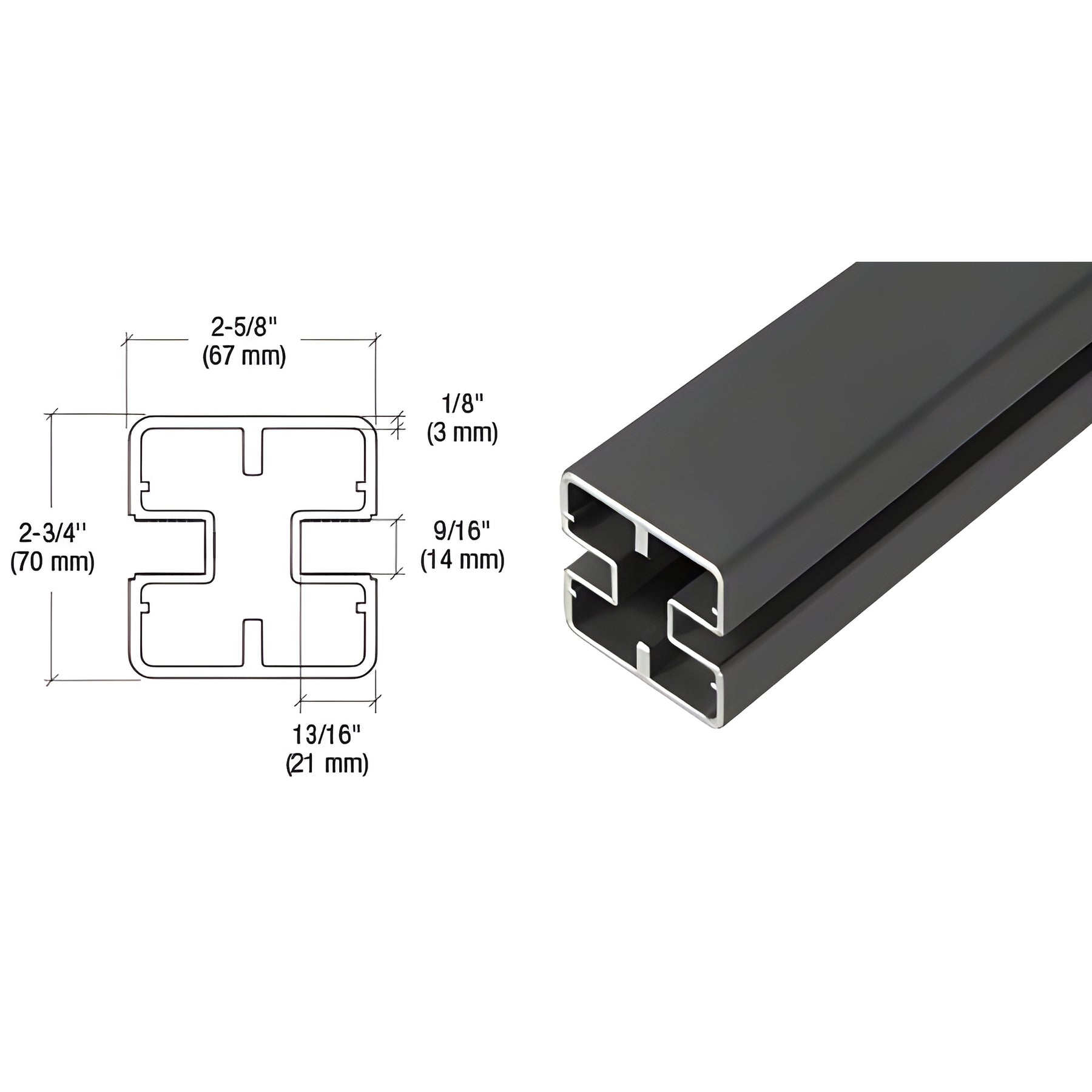 CRL Matte Black Heavy-Duty Windscreen Post Only - 60"