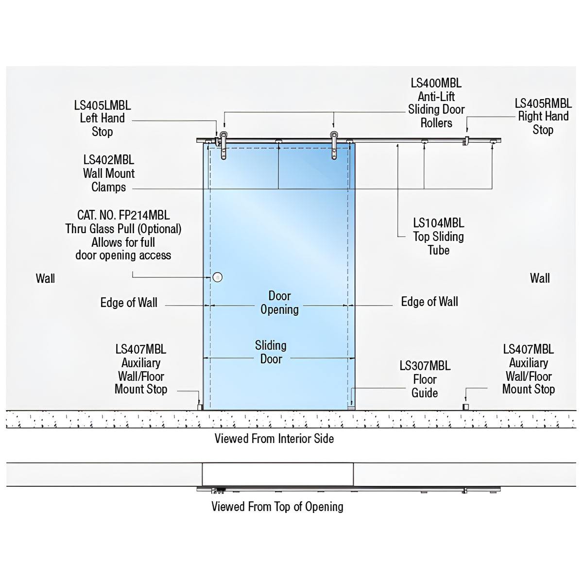 CRL Matte Black Laguna Series Wall Mount Single Slider Kit