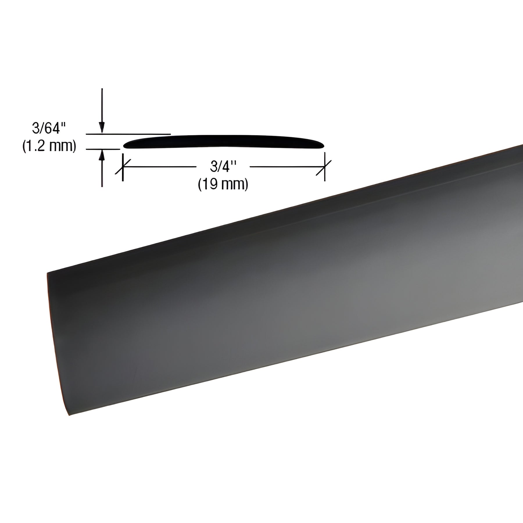 CRL Matte Black PVC 3/4" Flat with Pre-Applied Tape - 95"