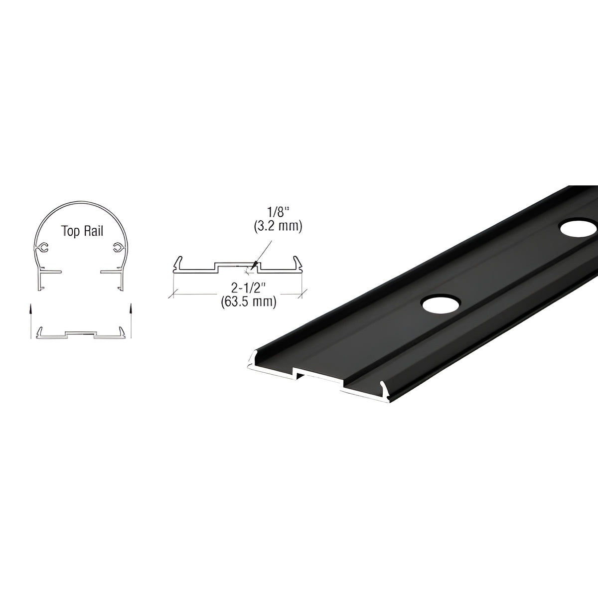 CRL Matte Black Pre-Punched 241" Top Rail Infill for Pickets