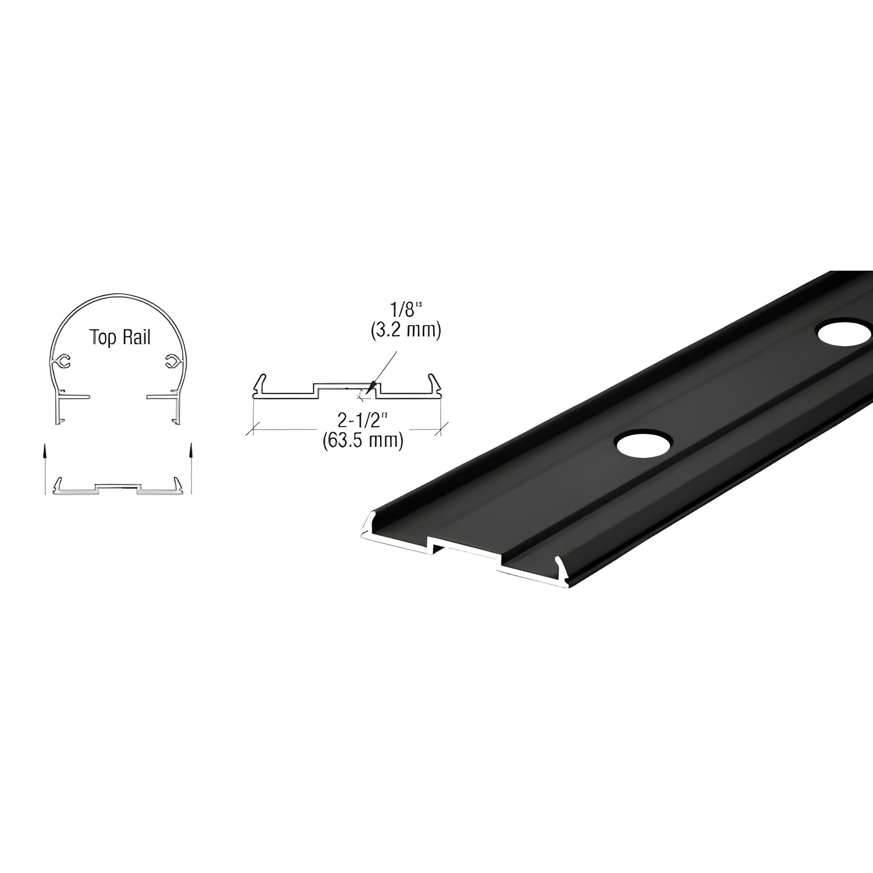 CRL Matte Black Pre-Punched 241" Top Rail Infill for Pickets