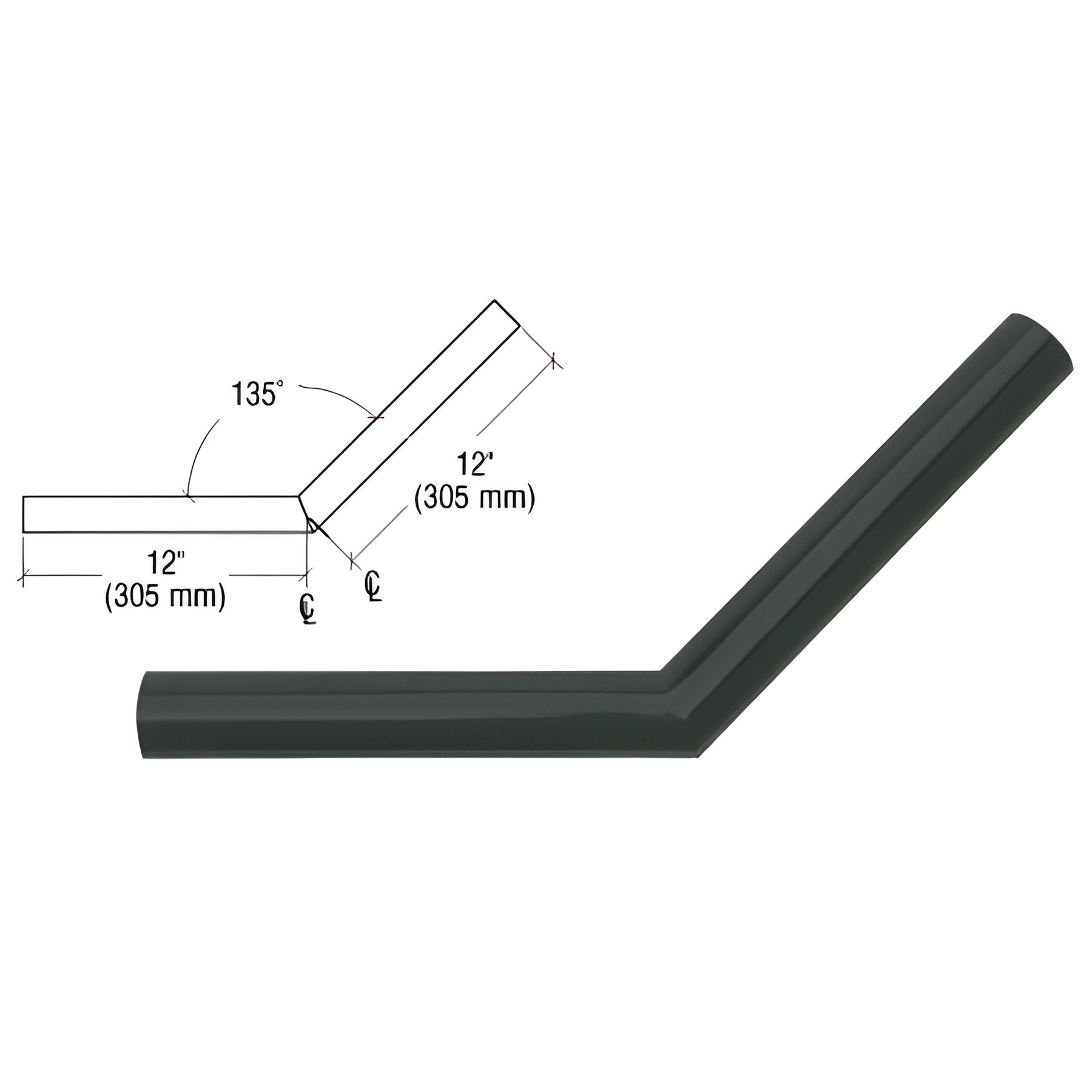 CRL Matte Black Quick Connect 135º Corner for 1-1/2" Diameter Tubing