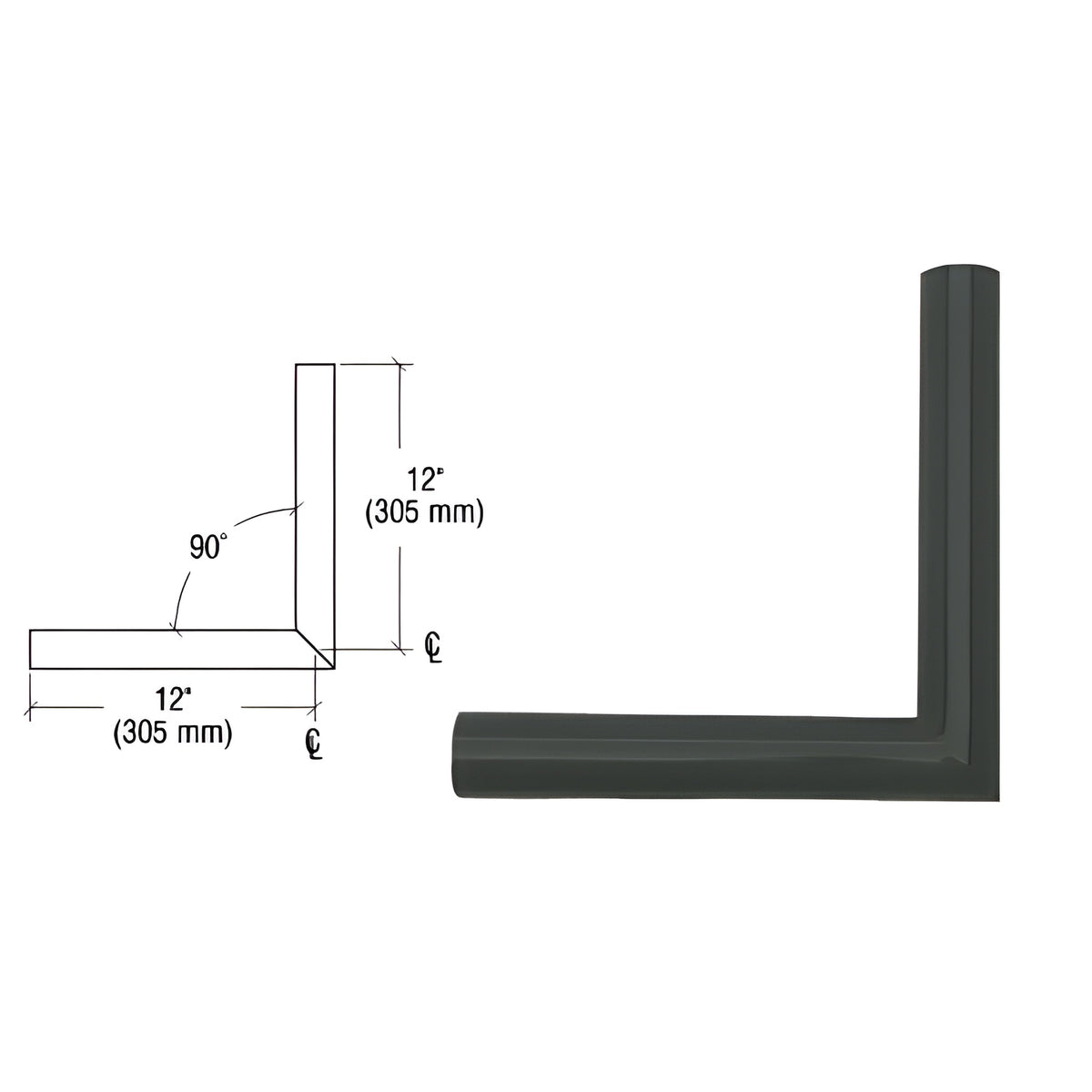 CRL Matte Black Quick Connect 90º Corner for 1-1/2" Diameter Tubing