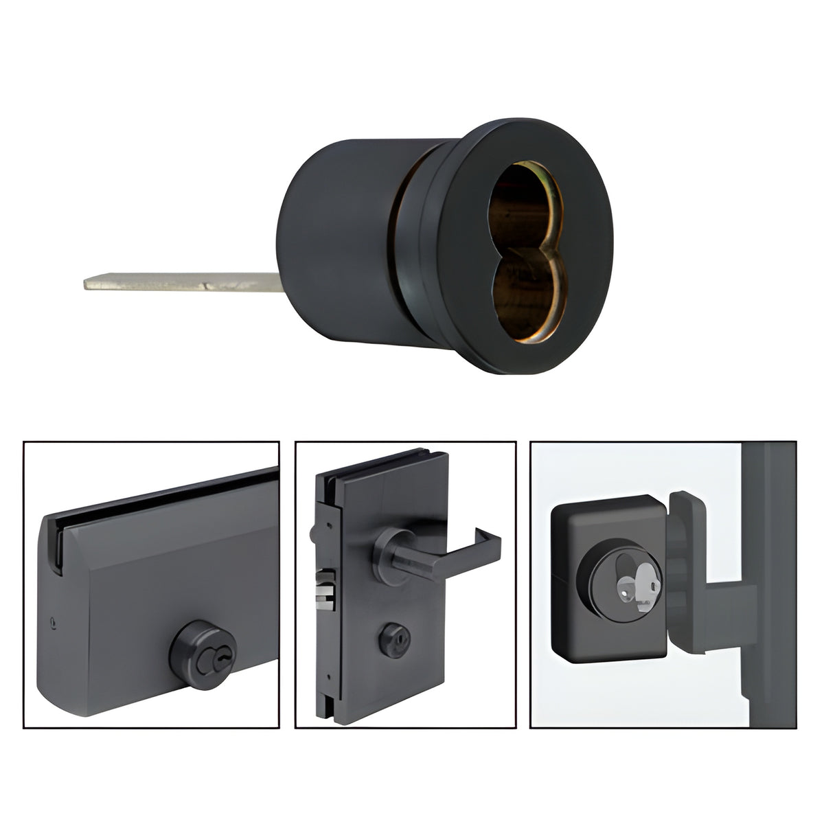 CRL Matte Black Rim Cylinder Housings for Small Format Interchangeable Cores (SFIC)