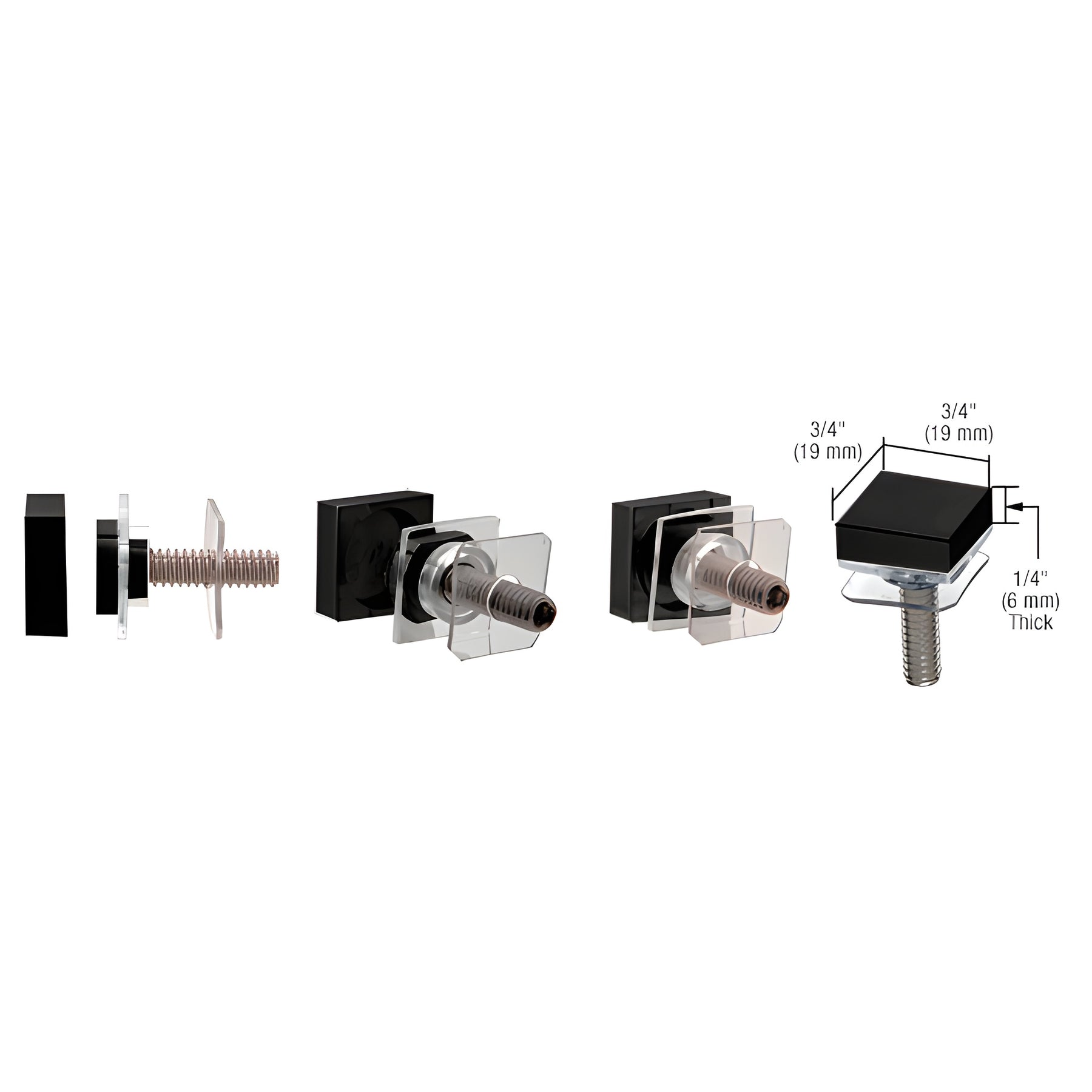 CRL Matte Black SQ Washer/Stud Replacement Set