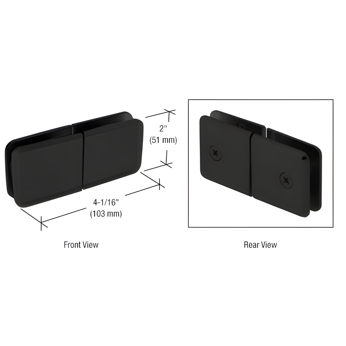 CRL Matte Black Square Beveled 180º Glass-to-Glass Movable Transom Clamp