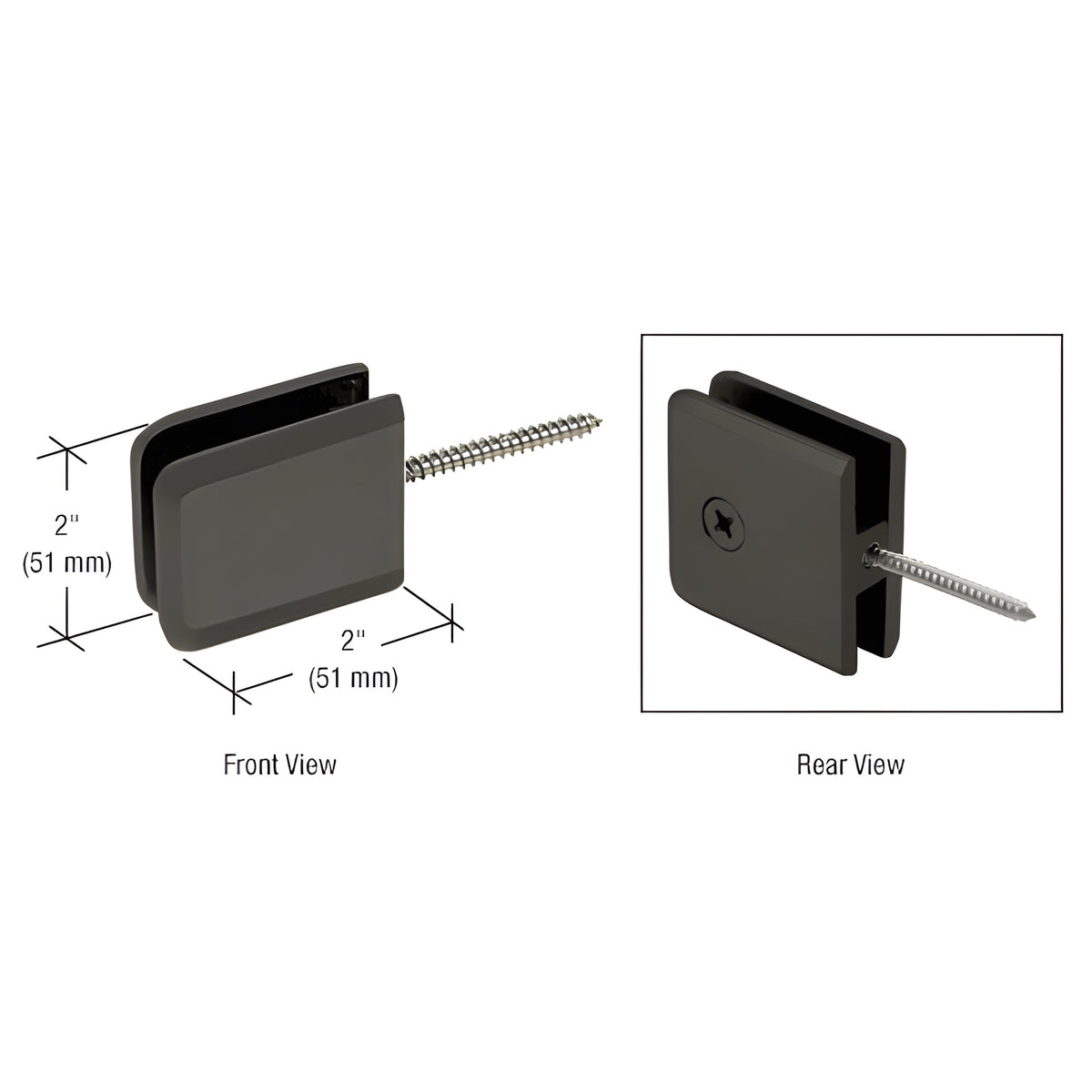 CRL Matte Black Square Beveled Wall Mount Movable Transom Clamp