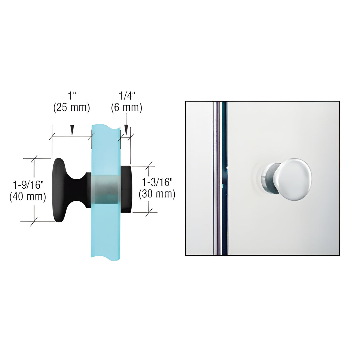 CRL Matte Black Traditional Style Single-Sided Door Knob