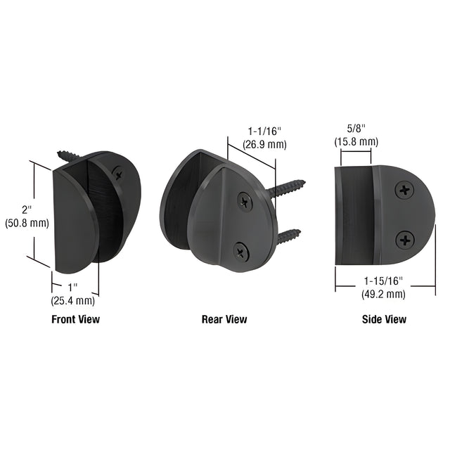 CRL Matte Black Wall Mount Round Mall Front Clamp