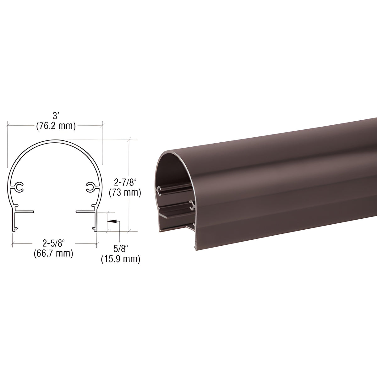 CRL Matte Bronze 300 Series 241" Top Rail