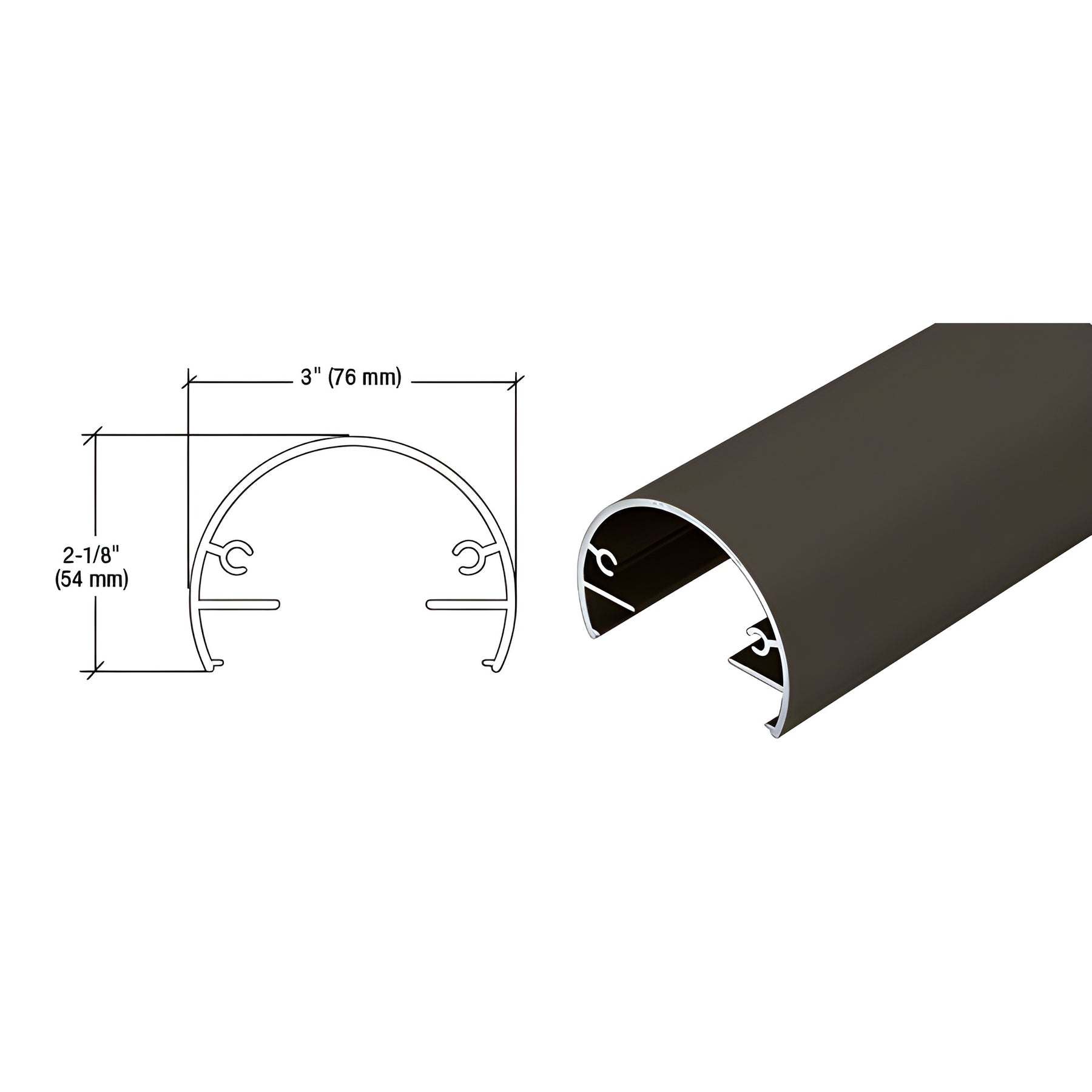 CRL Matte Bronze 300X Series 241" Top Rail
