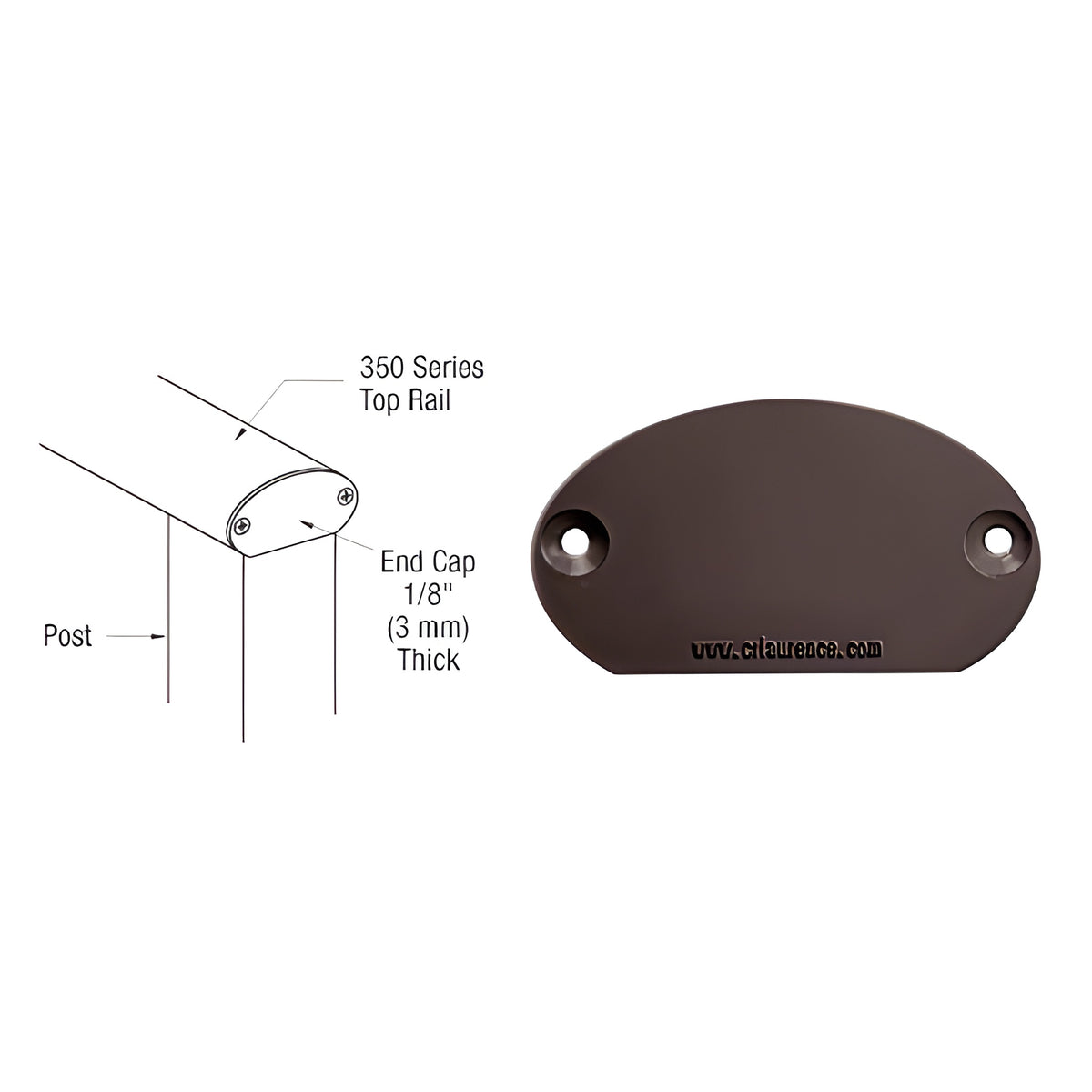 CRL Matte Bronze 350X Series Decorative End Cap
