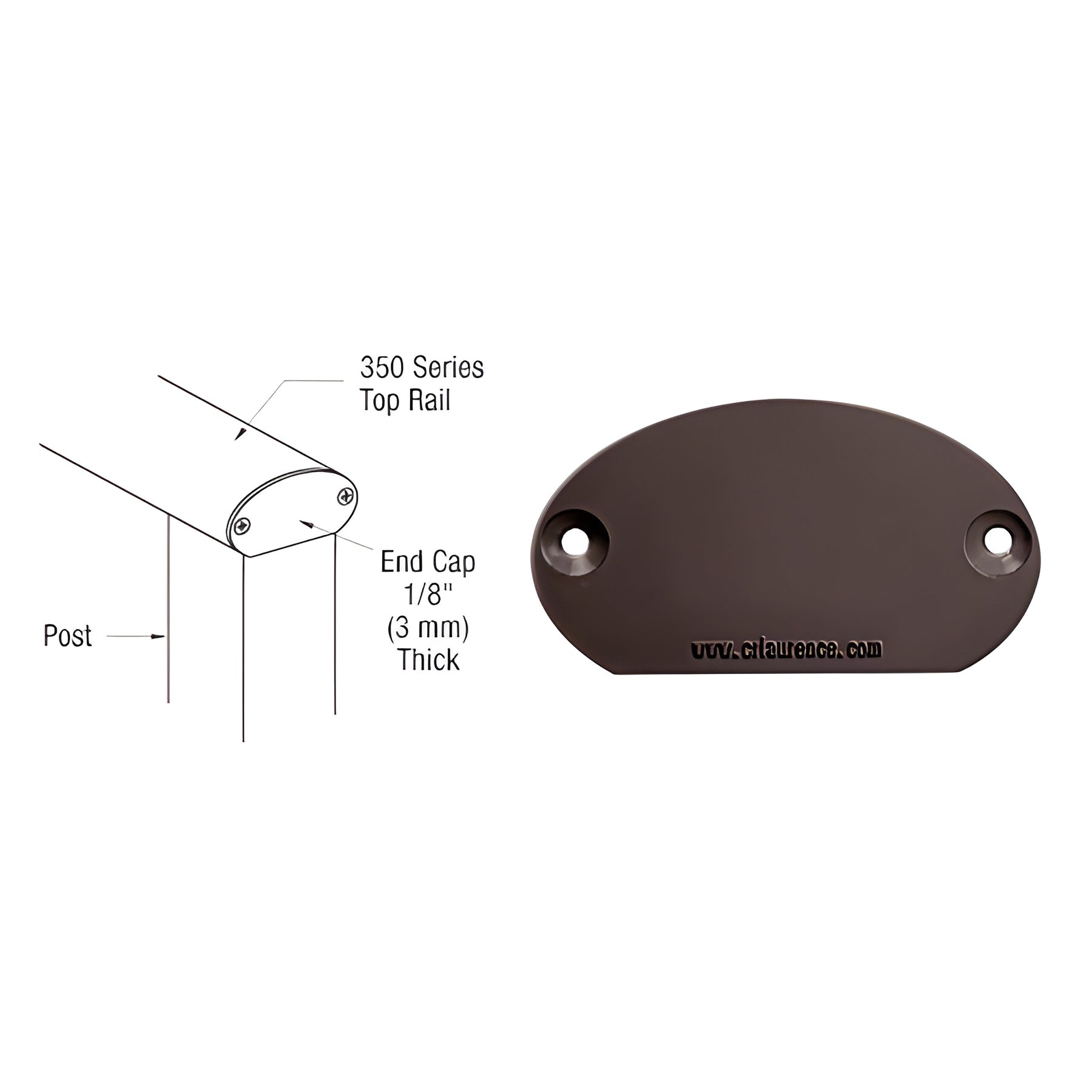 CRL Matte Bronze 350X Series Decorative End Cap