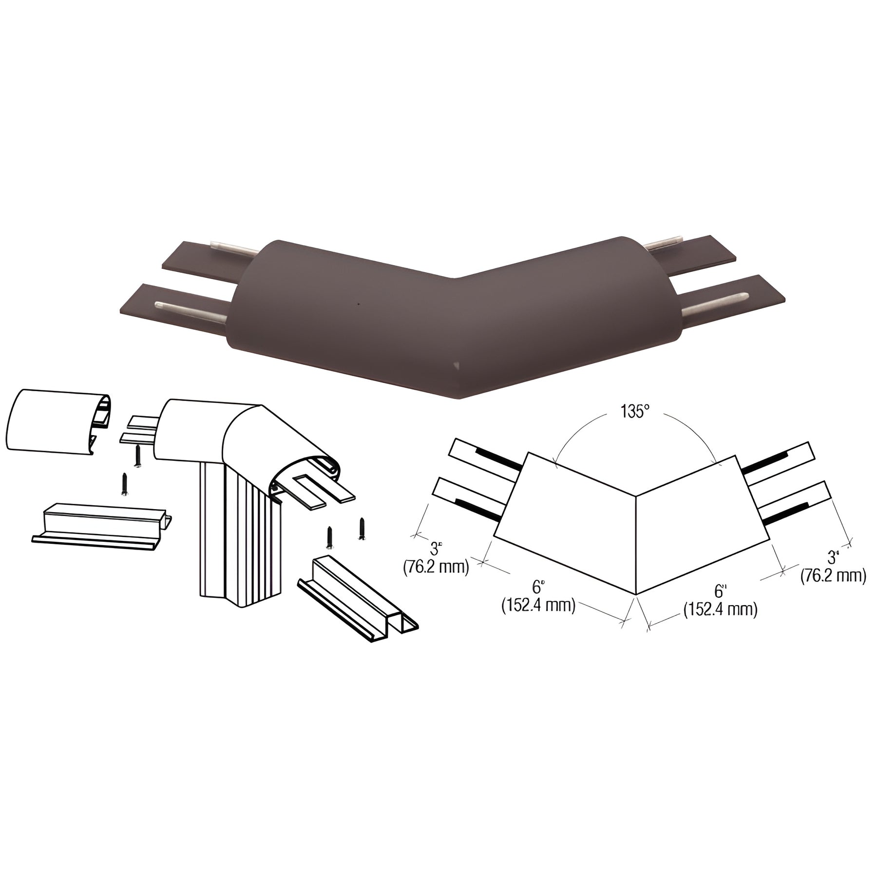 CRL Matte Bronze 350X Series Top Cap 135º Corner