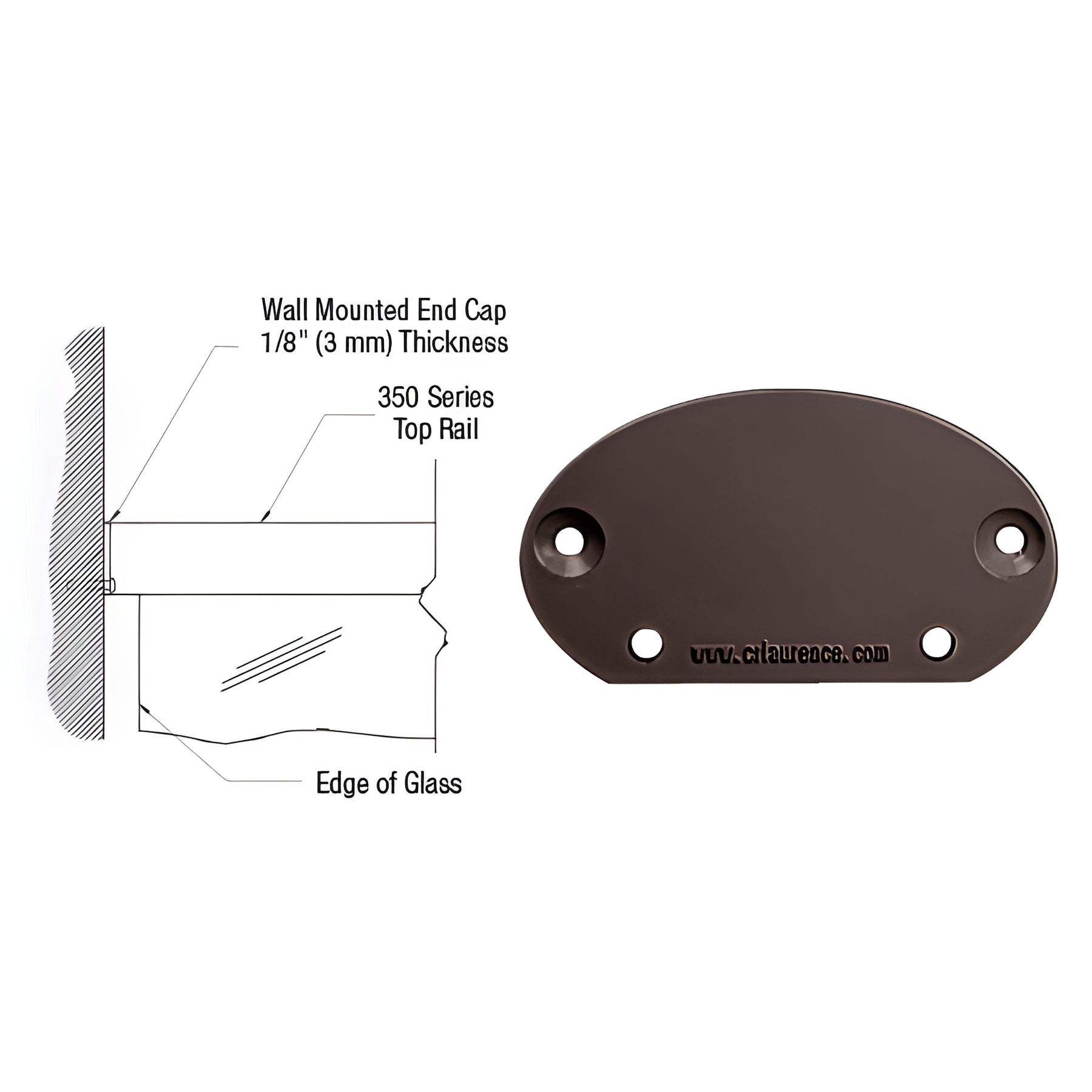 CRL Matte Bronze 350X Series Wall Mount End Cap