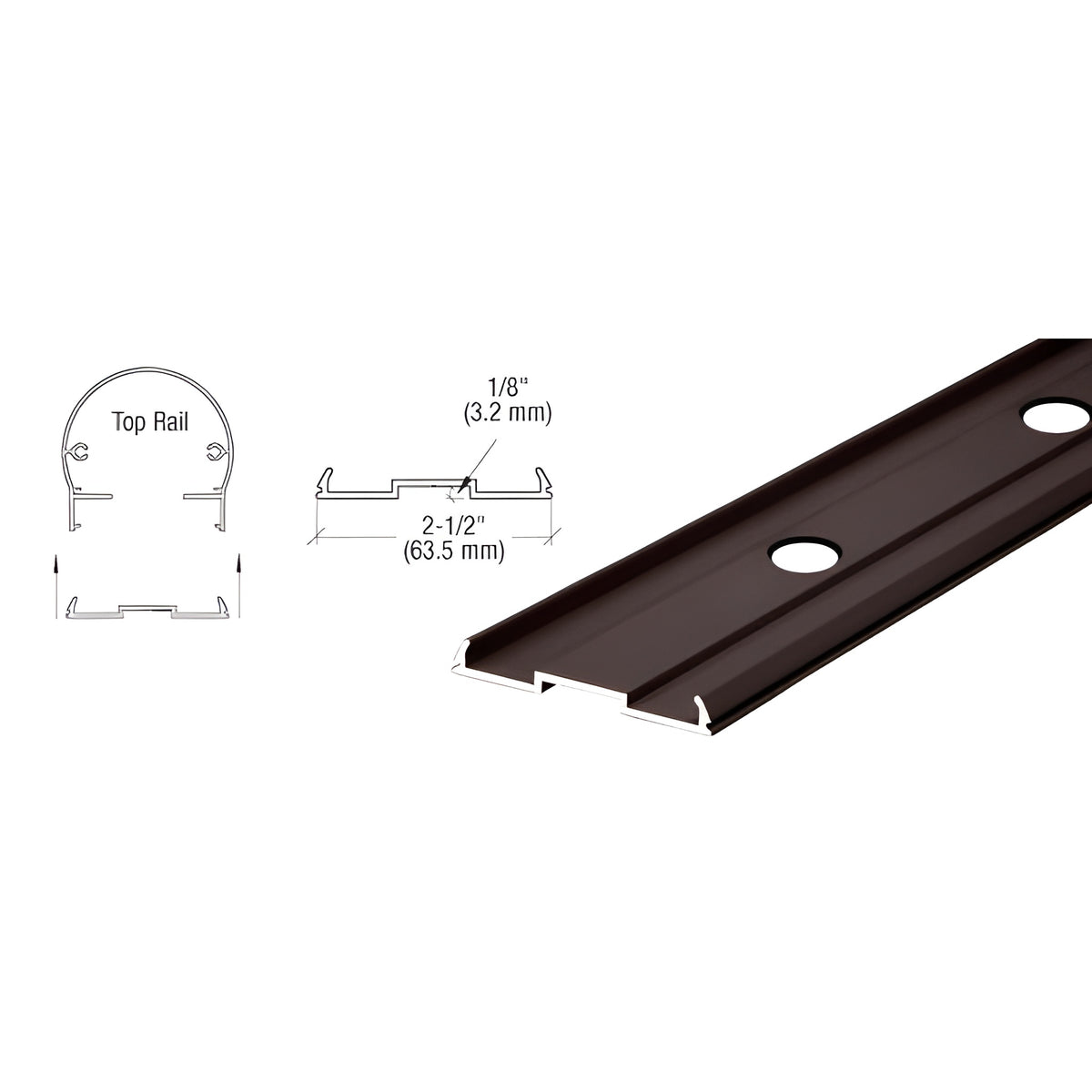 CRL Matte Bronze Pre-Punched 241" Top Rail Infill for Pickets
