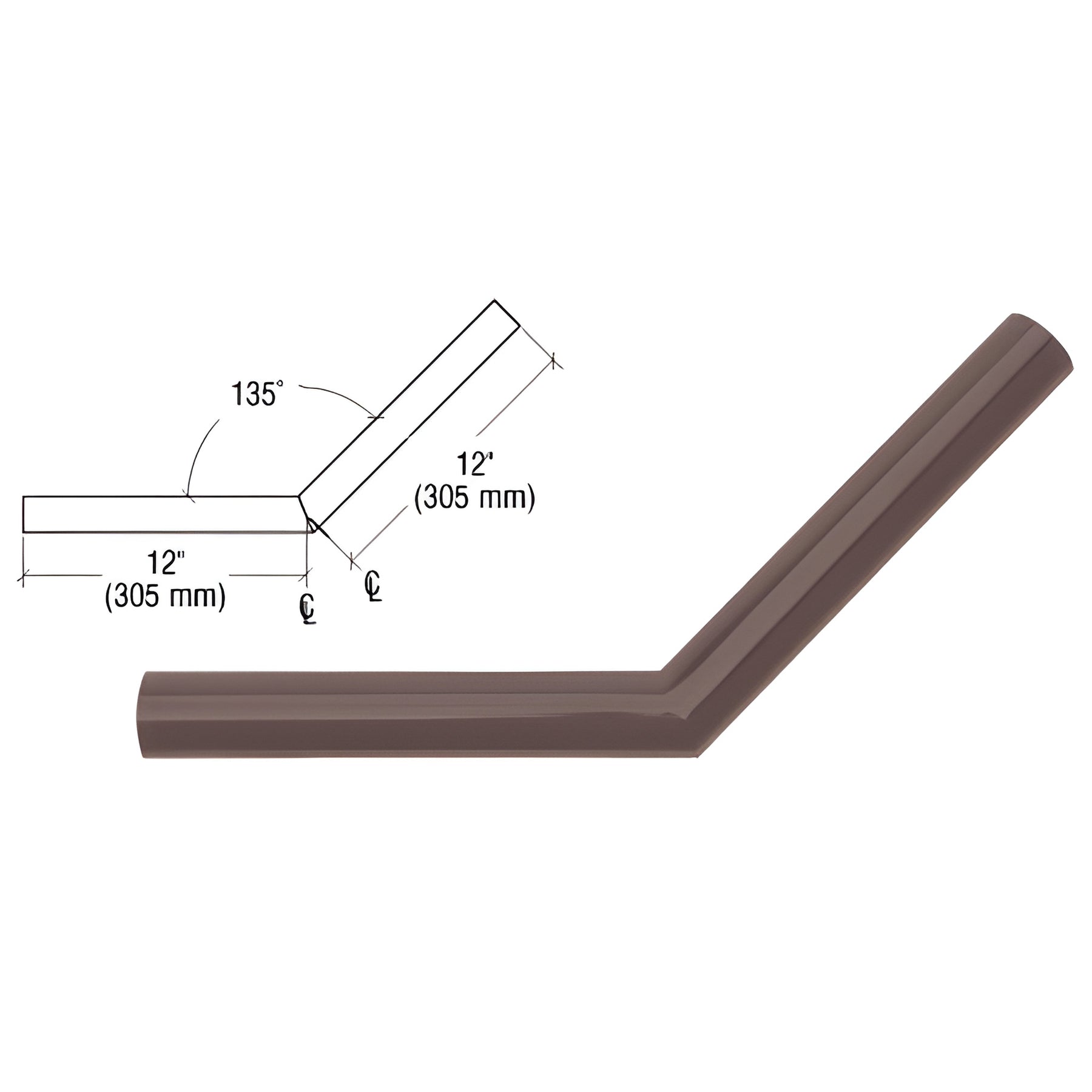 CRL Matte Bronze Quick Connect 135º Corner for 1-1/2" Diameter Tubing