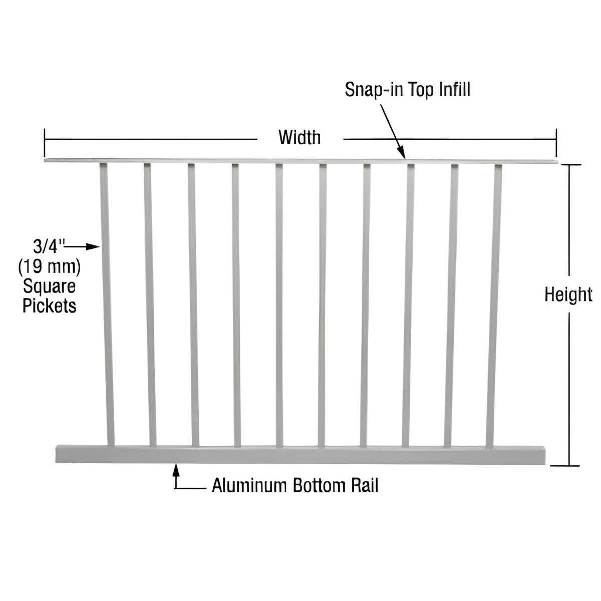 CRL Metallic Silver 200, 300, 350, and 400 Series 48"W x 36"H Picket Panel