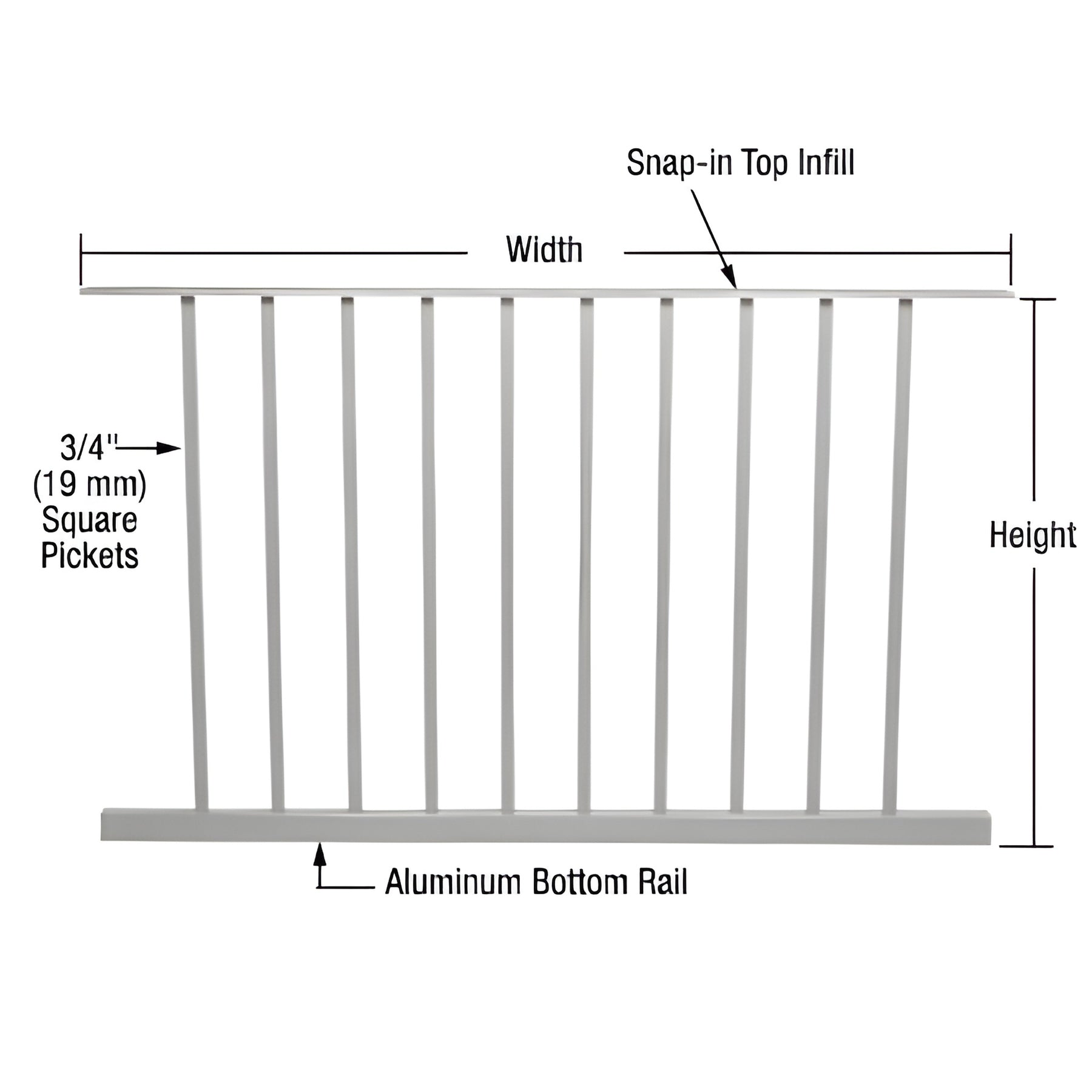 CRL Metallic Silver 200, 300, 350, and 400 Series 48"W x 42"H Picket Panel