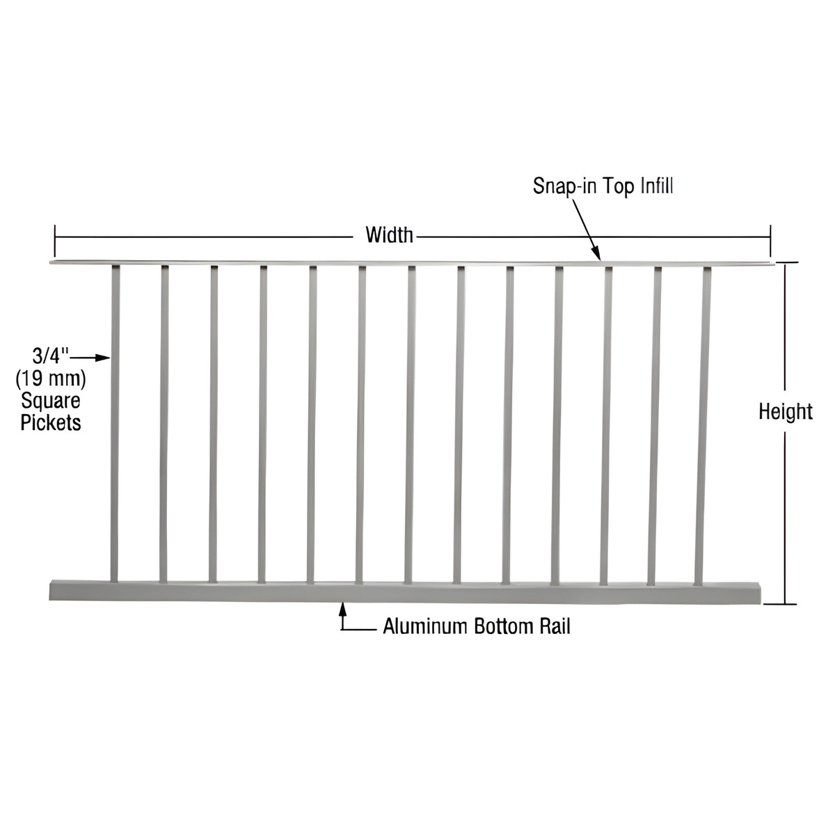 CRL Metallic Silver 200, 300, 350, and 400 Series 60"W x 42"H Picket Panel