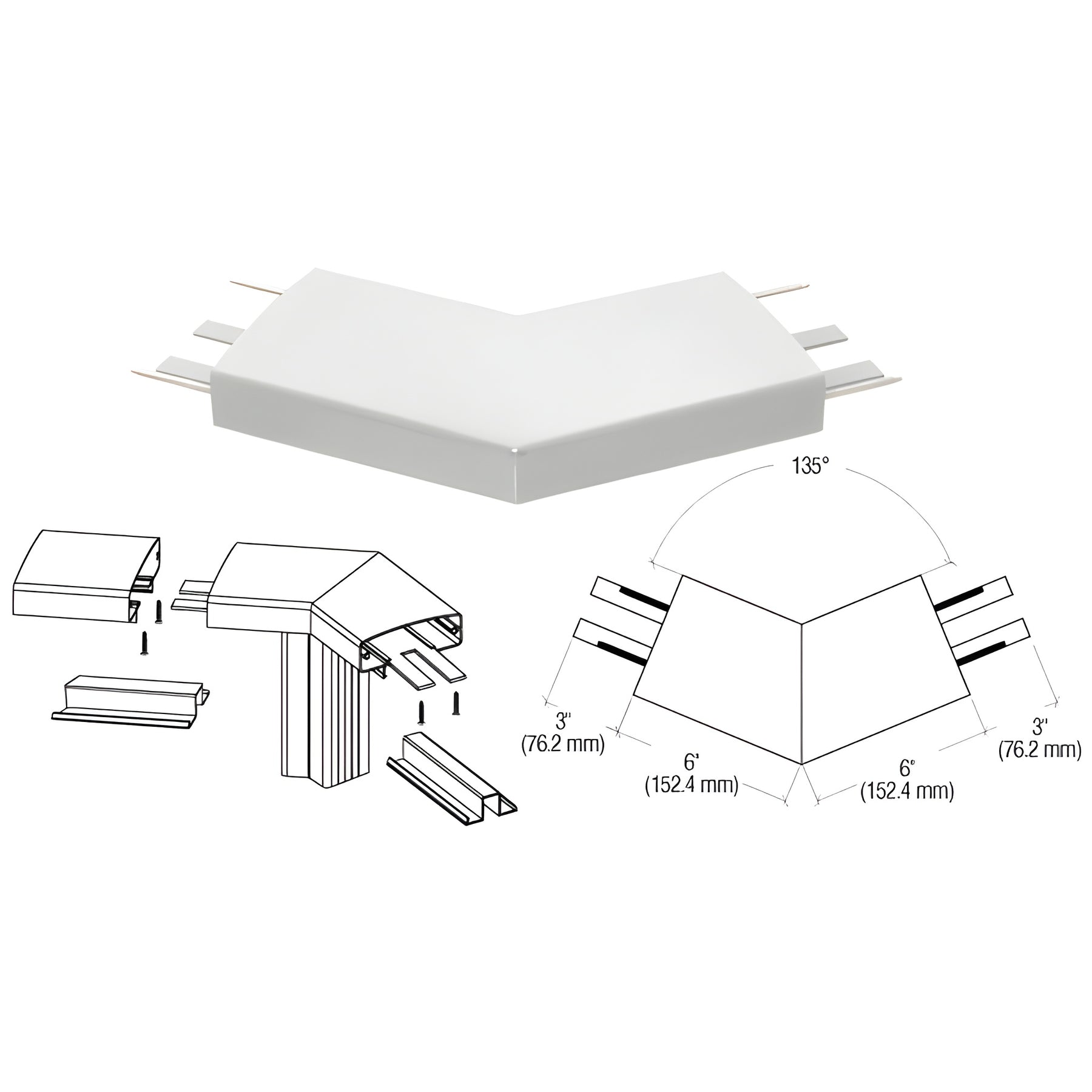 CRL Metallic Silver 400 Series Top Cap 135º Corner