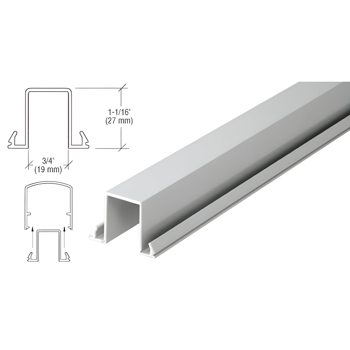 CRL Metallic Silver Horizontal Snap-In Infill for Glass 241" Long