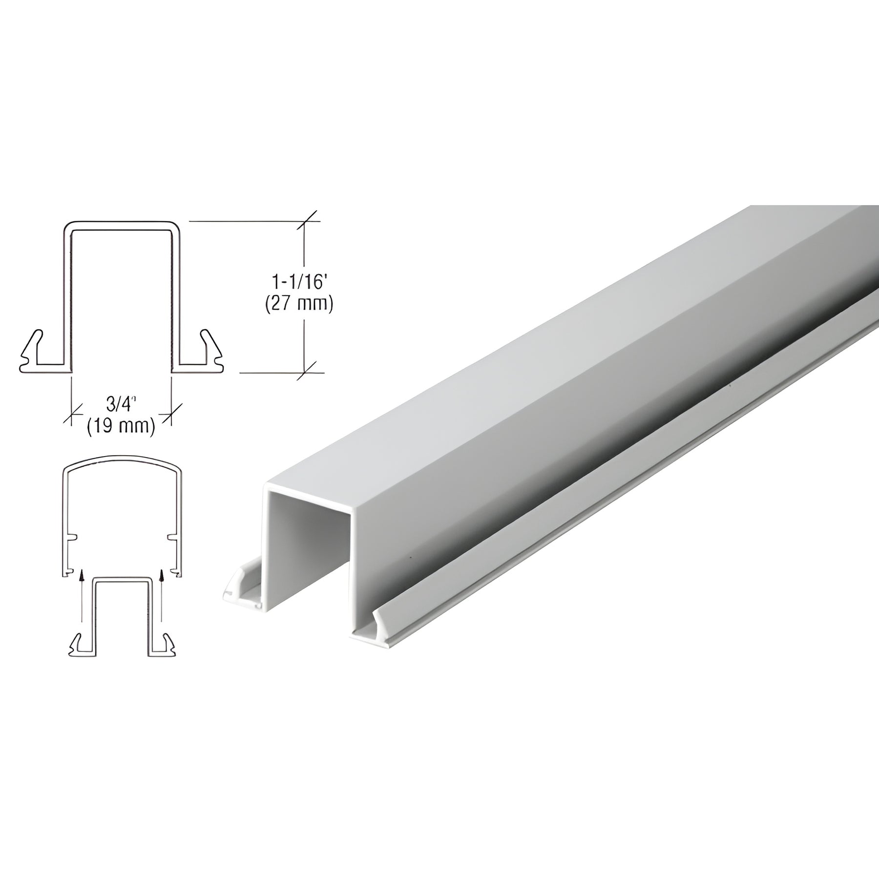 CRL Metallic Silver Horizontal Snap-In Infill for Glass 241" Long