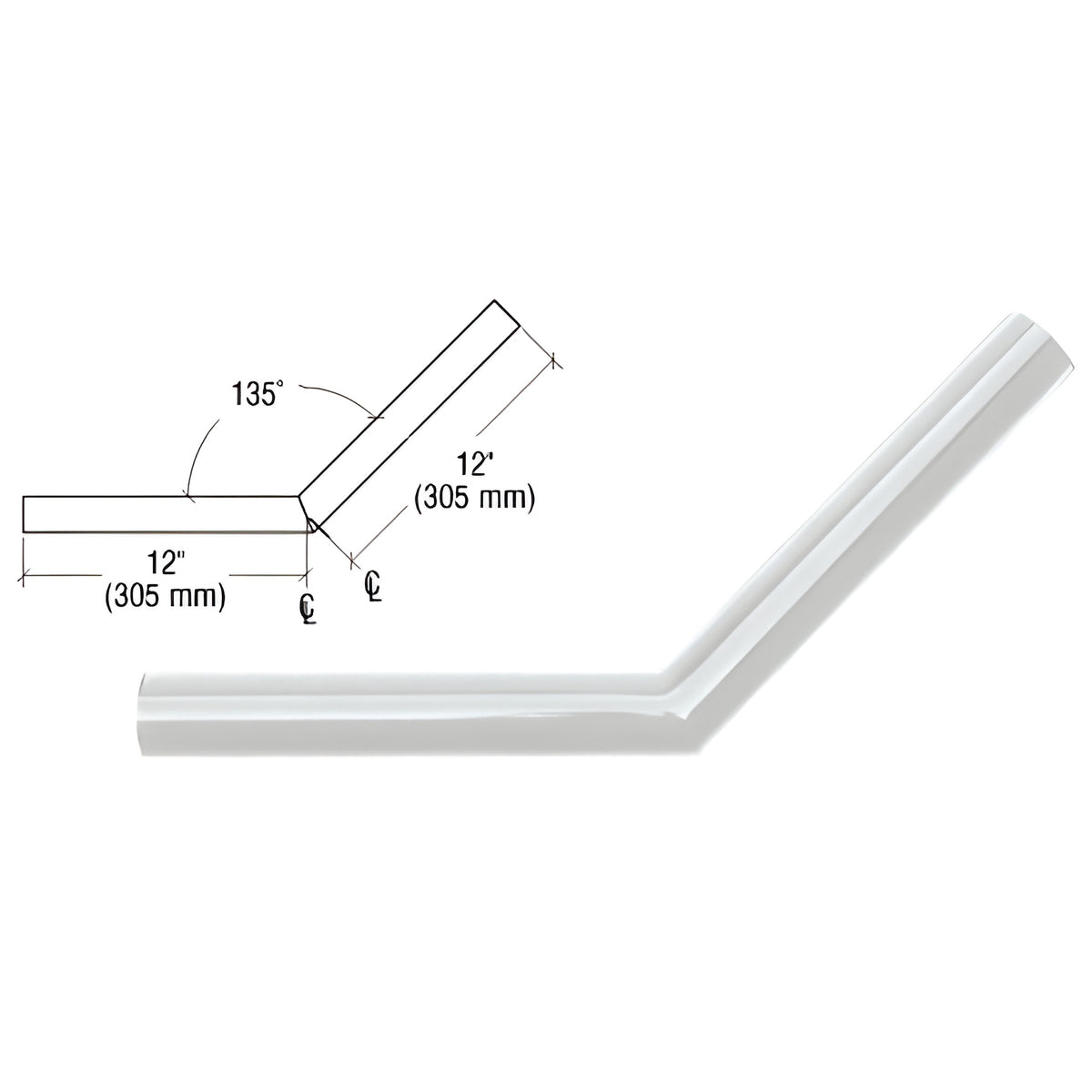 CRL Metallic Silver Quick Connect 135º Corner for 1-1/2" Diameter Tubing