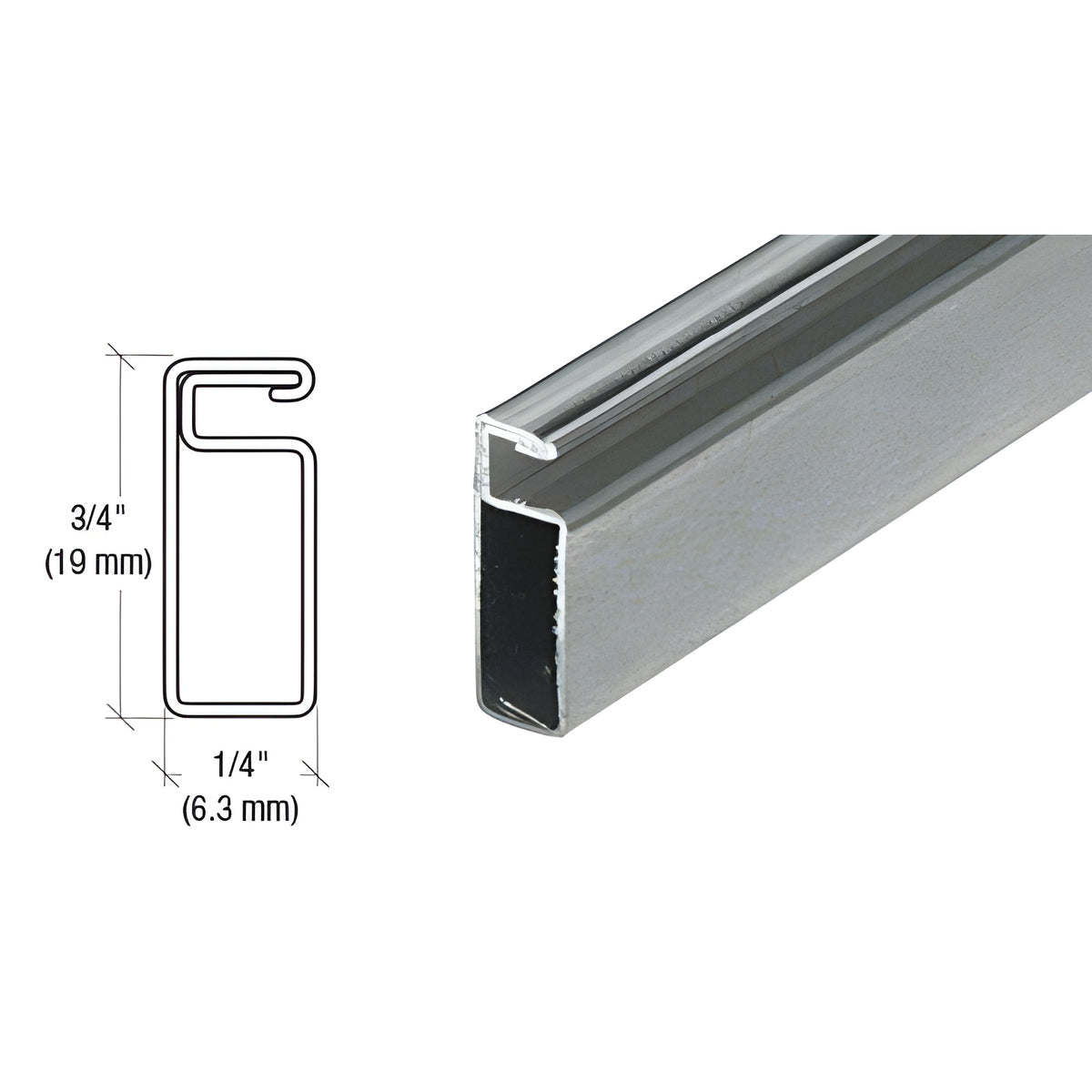 CRL Mill 3/4" x 1/4" Roll Formed Aluminum Screen Frame - 144"