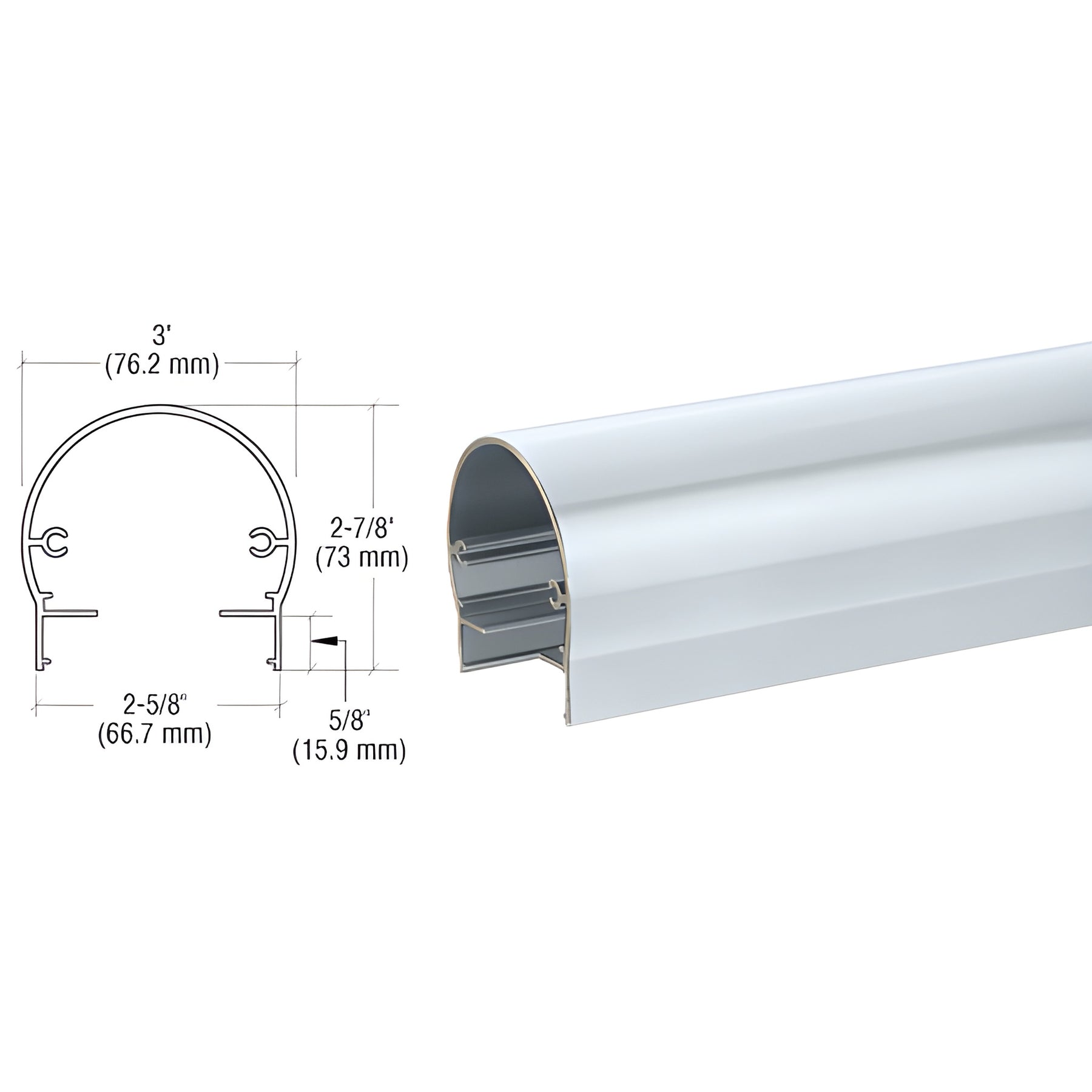 CRL Mill 300 Series 241" Top Rail