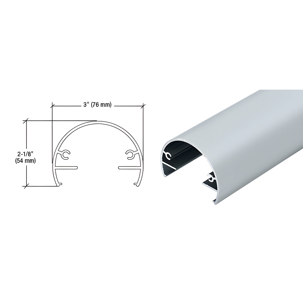 CRL Mill 300X Series 241" Top Rail