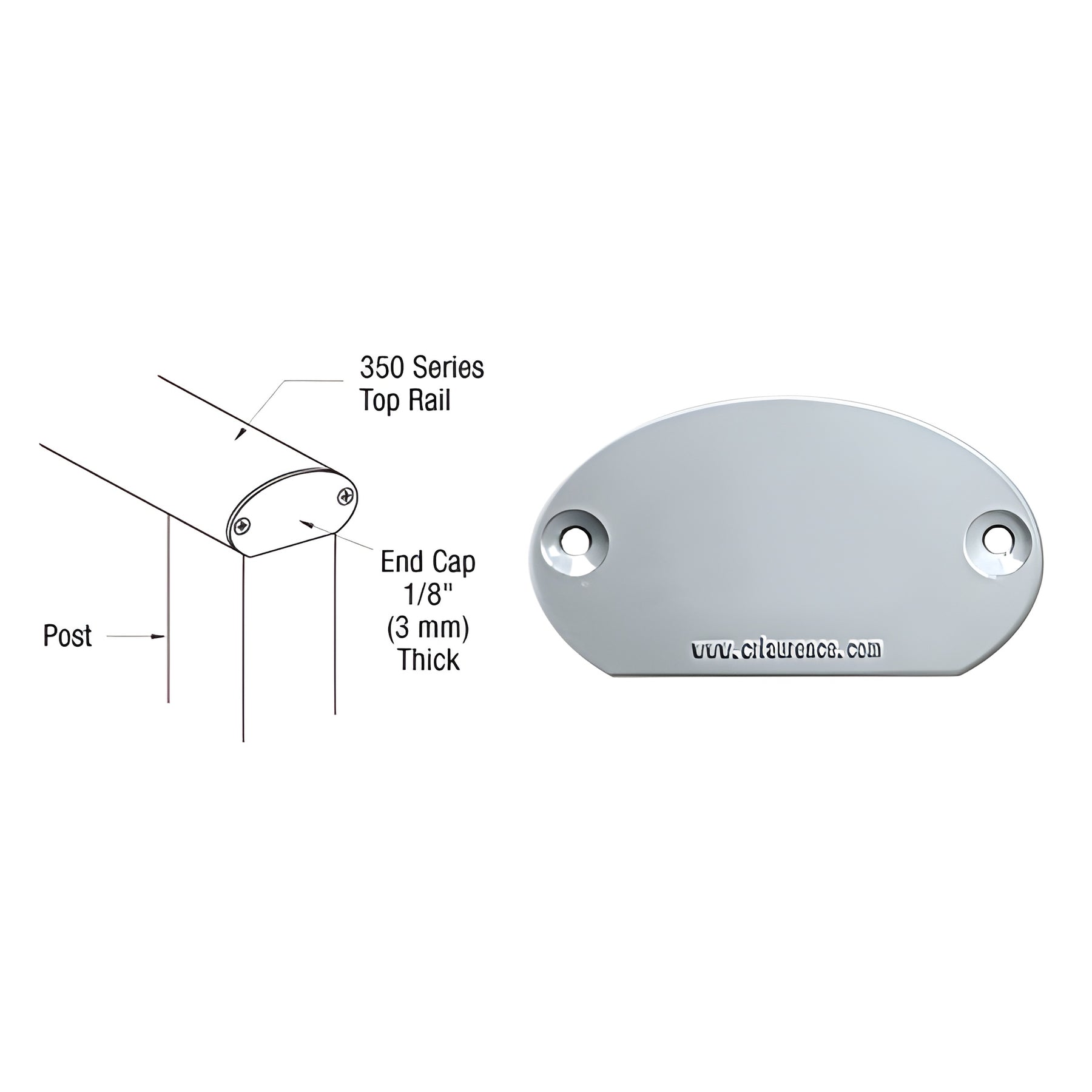 CRL Mill 350X Series Decorative End Cap
