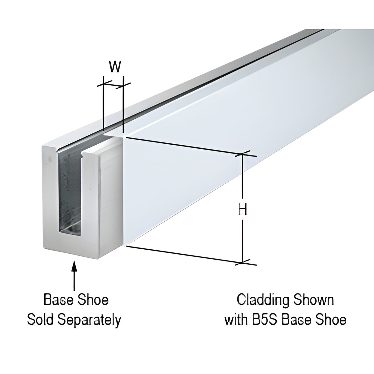CRL Mill Aluminum Cladding 120" for B5S Series Standard Square Aluminum Base Shoe