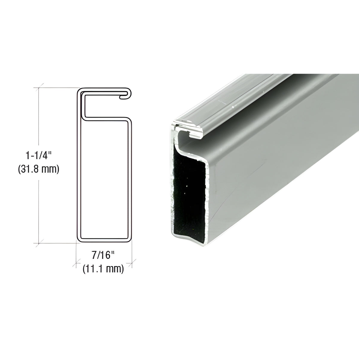 CRL Mill Finish 1-1/4" x 7/16" Roll Formed Aluminum Screen Frame - 144"